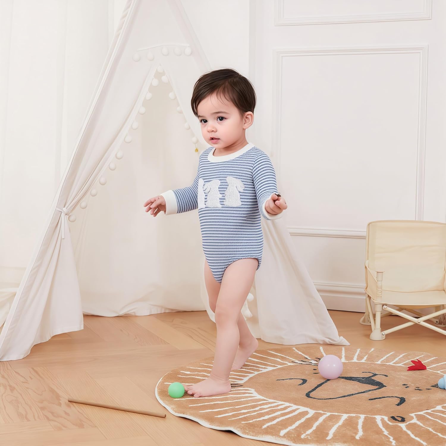 VISGOGO Baby Sweatshirt Romper Striped Heart/Clover Waffle St.Patrick Day Long Sleeve Irish Onesie Jumpsuits - Image 5