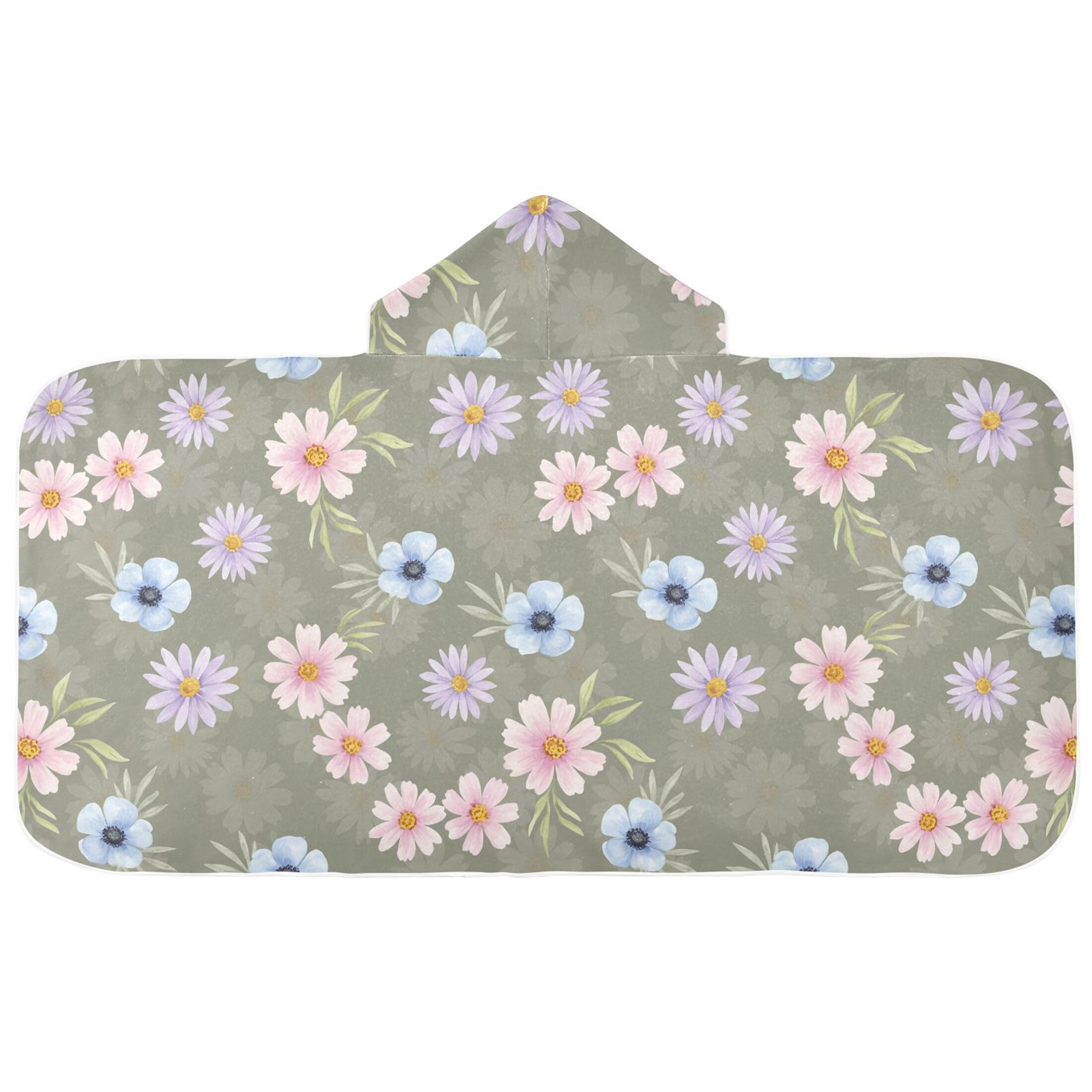Fuauuyl Wildflowers Hooded Baby Bath Towel Soft & Breathable Towel for Newborns Infants Toddlers, Nursery Essential