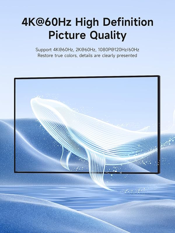Hagibis HDMI to USB C Adapter, 4K@60Hz HDMI Male to USB-C Female Cable, Portable Monitor, AR Glasses XREAL, VITURE, RayNeo, Rokid to Type C Laptop, Switch, ROG Ally, Steam Deck, PS4/5 by Hagibis - Image 7