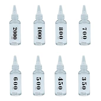 AMK Silicone RC Shock Oil Kit, 8 Bottles Set, 60ml Each, 3502000cSt, for RC Cars Suspension Tuning