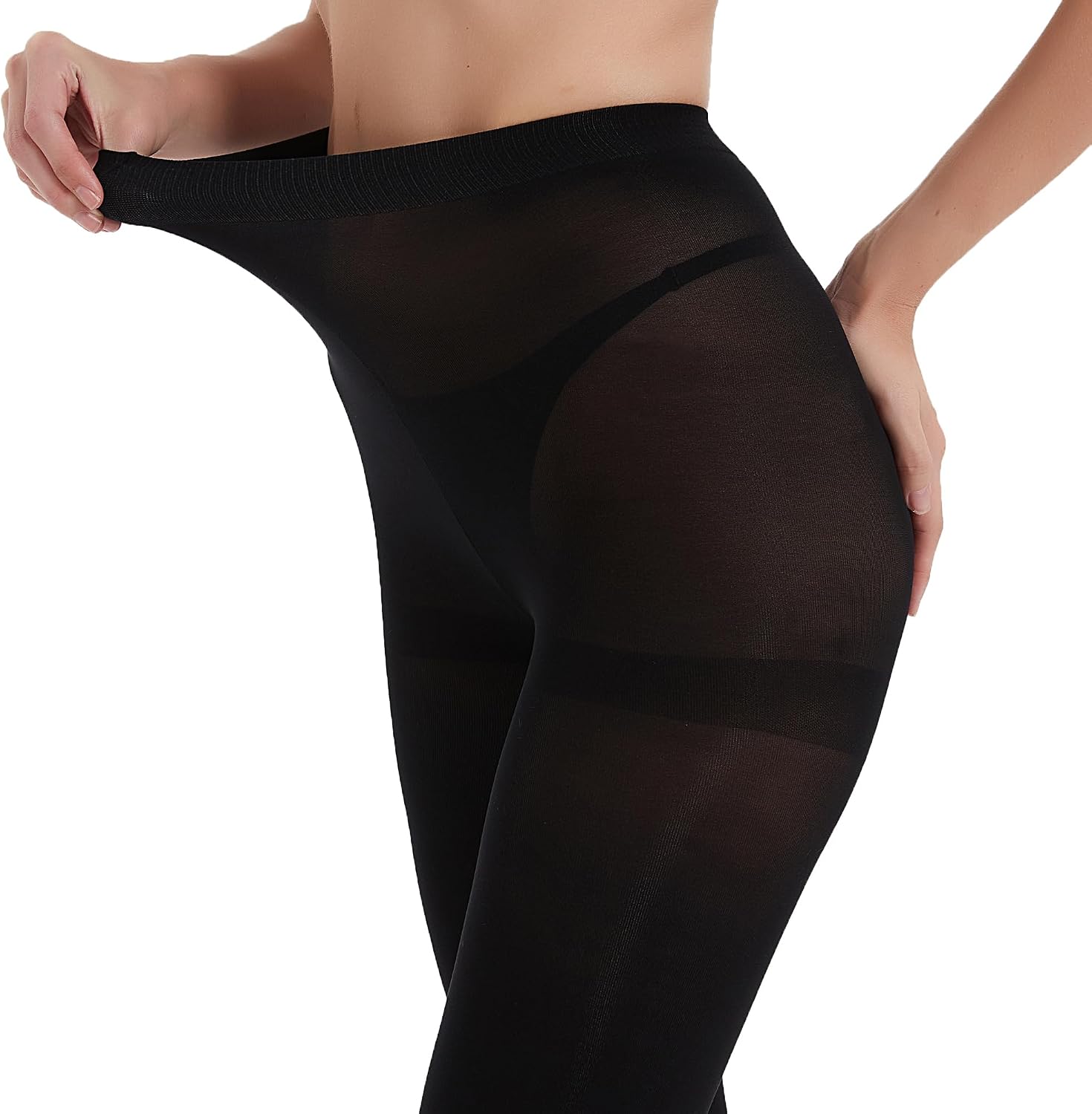 Citystl 2 Pairs Plus Size Black Tights for Women, 40D Solid Color Soft Tights, Control Top Microfiber Pantyhose for women