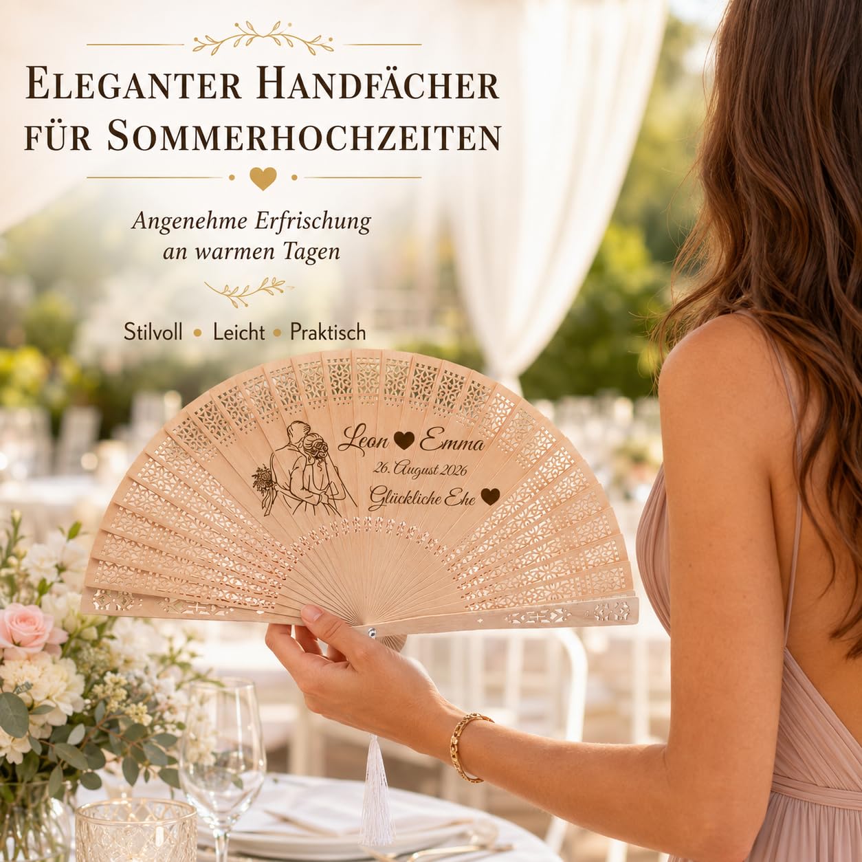 50Pcs Personalisierte Hochzeitsfächer mit Namen & Datum, Handfächer Hochzeit | Gastgeschenke Hochzeit Hochzeit, Handfächer, Für Hochzeitsgäste, Party & Geburtstag, Abschlussfeier, Besondere Momente
