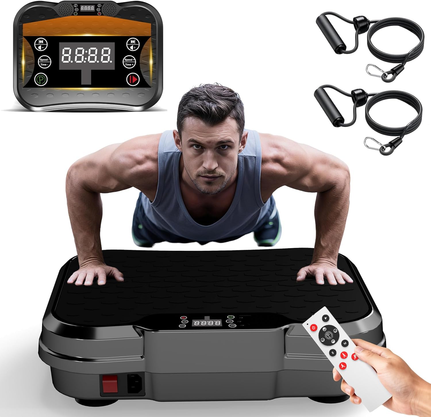 Vibration Plate Exercise Machine, Vibrating Platform for Lymphatic Drainage Weight Loss, 250 Speeds Full Body Workout Vibrated Plates Fitness Platform for Home Women Men