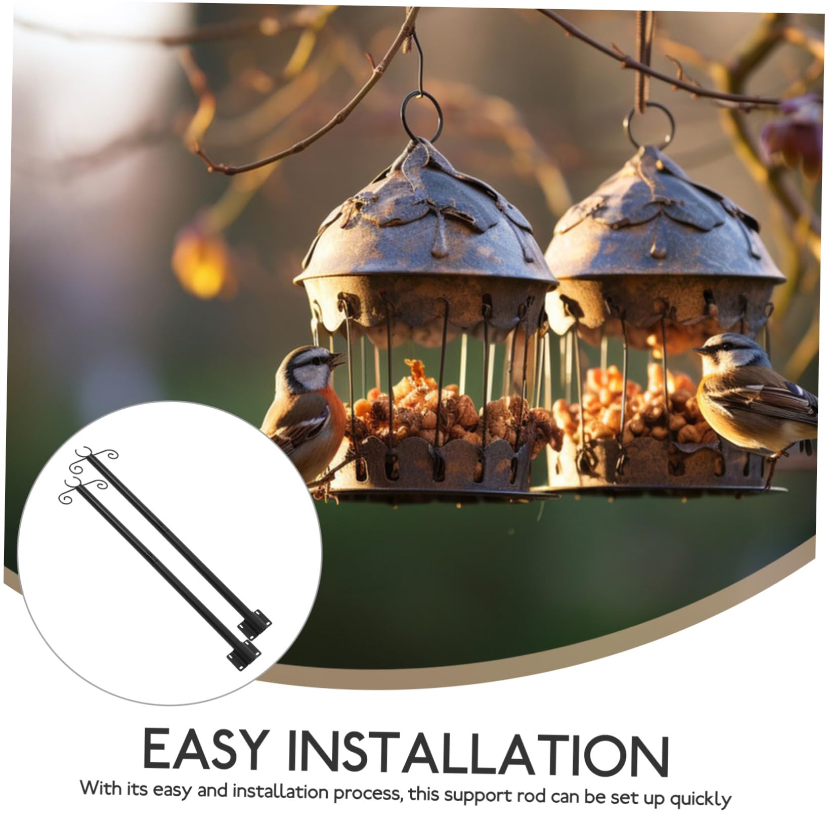 2ensembles Poteaux Lumineux Extérieurs Inoxydable De Supports Pour Suspensions De Lumières Et Mangeoires à Oiseaux Installation Facile Et Pour Et Jardins