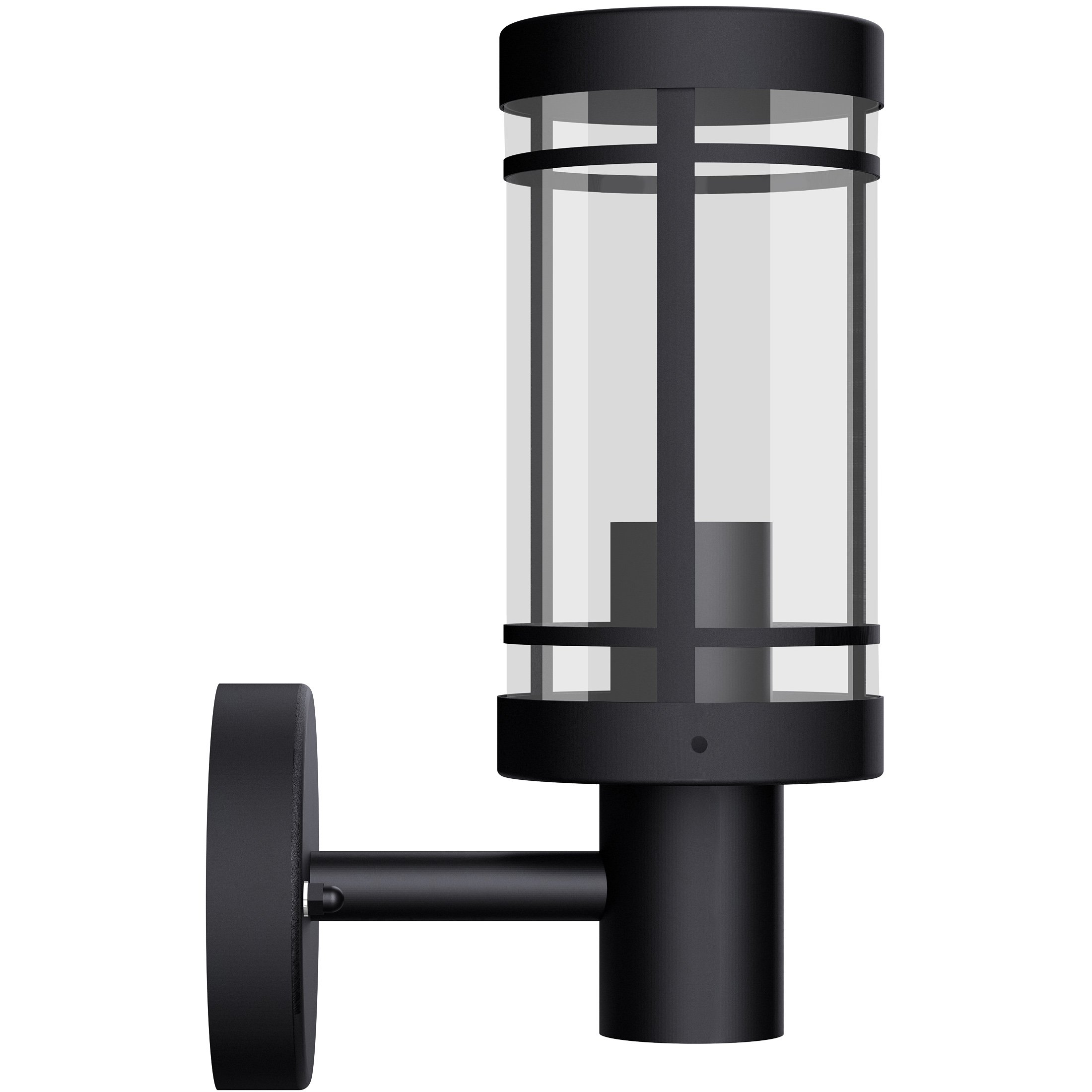 SSC-LUXon 2 Stück MIENTO Wandleuchte Laterne Aussen modern - Wandlampe schwarz wetterfest IP44 Lampenfassung für 1x E27 | Zwei Wandlaternen im Laternen-Design für Hauseingang & Garten - wetterfest IP44, rundum Licht, E27 Fassung, ohne Leuchtmittel