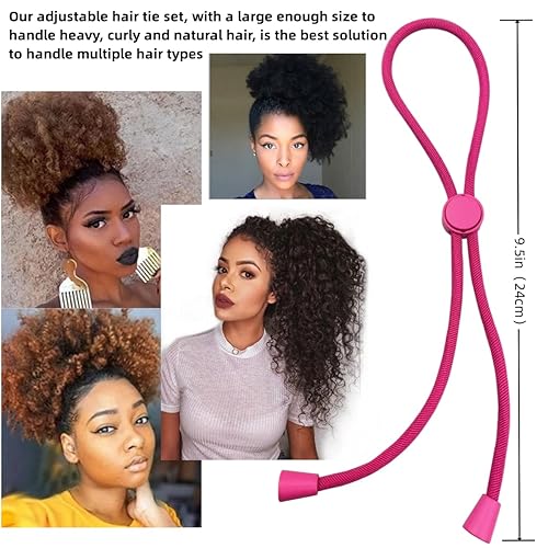Miniatura 10 de 6 ligas para el cabello de longitud ajustable para cabello grueso, accesorios para el cabello afro para afro puffs, cabello natural grueso y rizado,