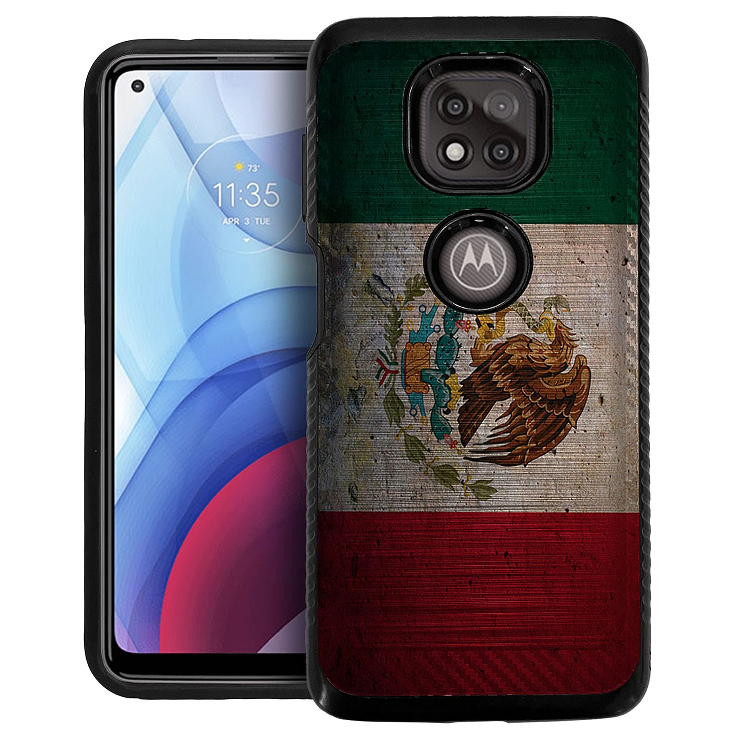 CasesOnDeck Slim Fitted Case Compatible with [Motorola Moto G Power (2021 ONLY) / G Power Case] [Brushed Armor] Shock Corner Protecting Case w/Design (Mexico Flag)
