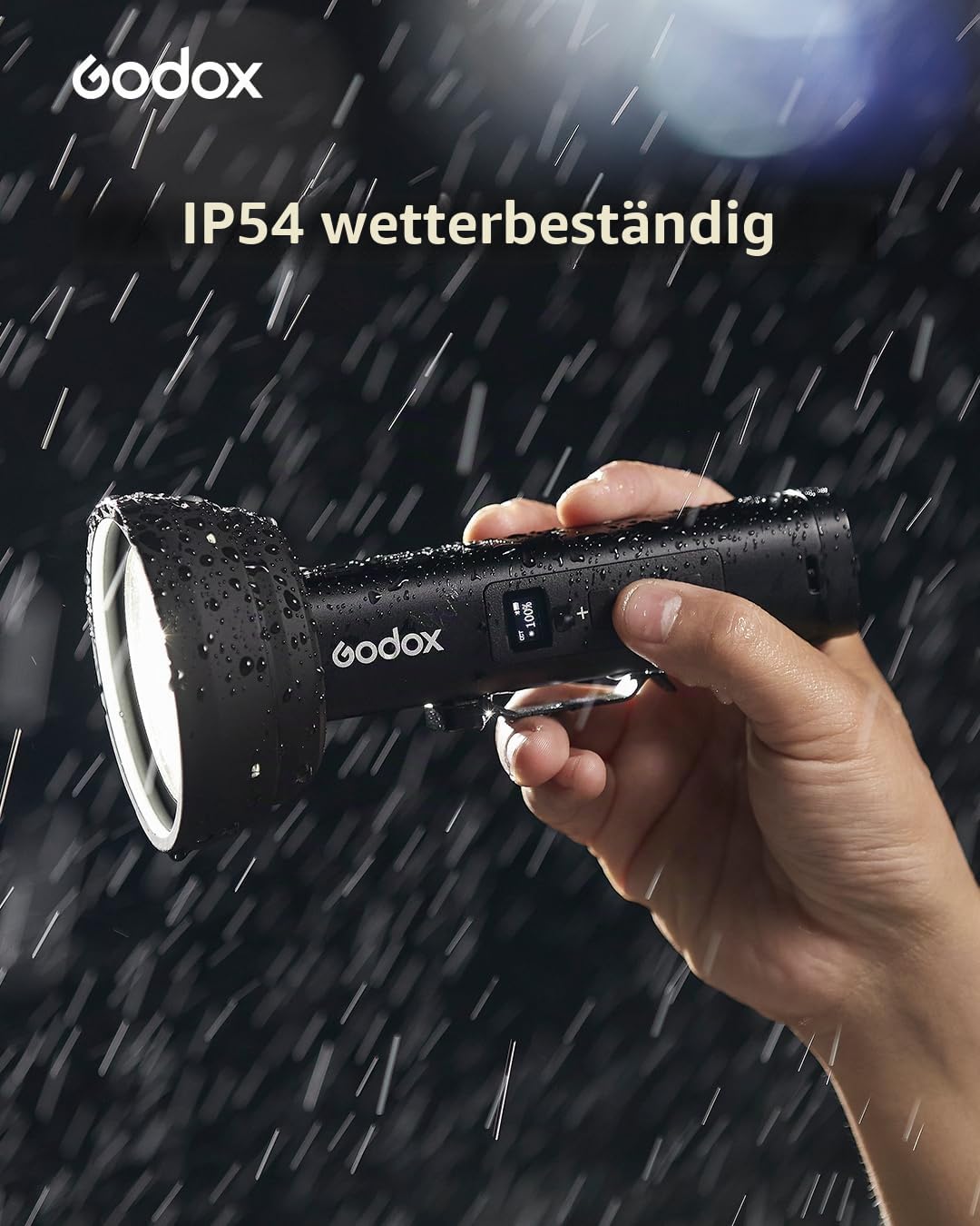 Godox FL15Bi Handheld Bi-Color LED-Videoleuchte, 2800K-6500K, 25600 Lux @0.5m, CRI 97 TLCI 98, 4750mAh USB-C wiederaufladbar, 11 FX, App-Steuerung, IP54, für Video Portrait Content Creation