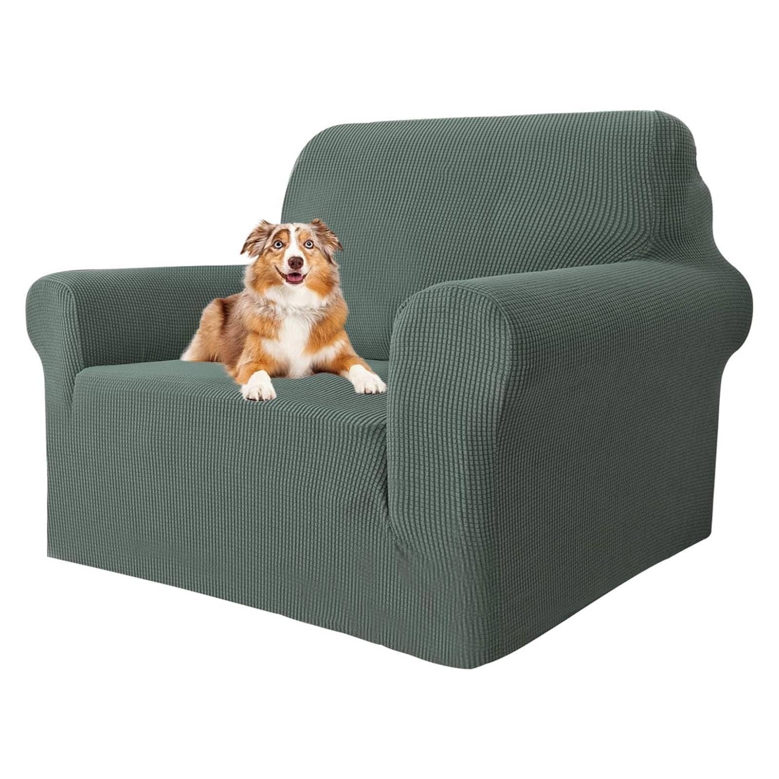 Maxijin Pea Green Super Stretch Chair Covers For Living Room, 1-Piece Universal Chair Slipcover With Arms Jacquard Spandex Chair Protector Dogs Pet Friendly Sofa Couch Armchair Cover (1 Seater, )