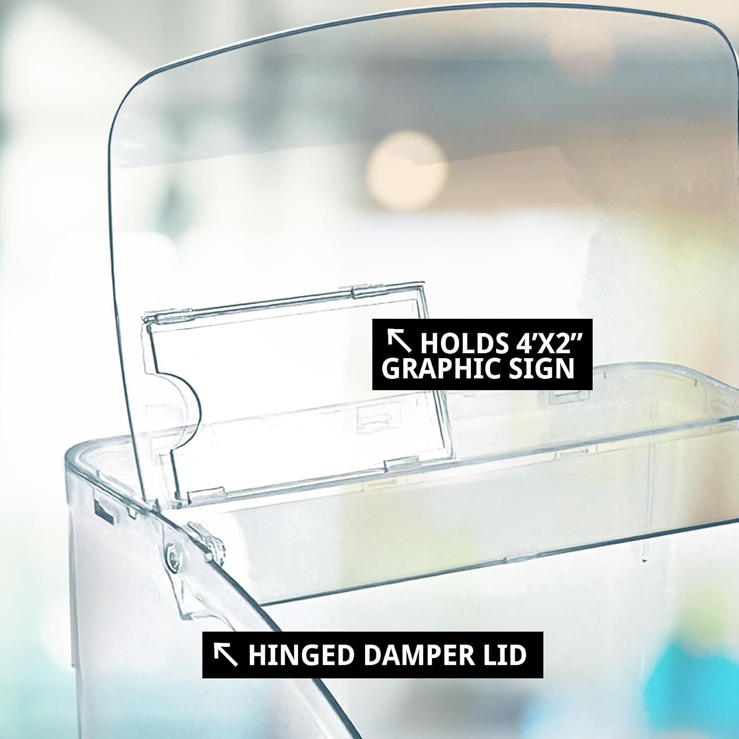 Azar Displays 400433 Hinged Candy Bin with Price Tag Slot – Clear Acrylic Dispenser, 6.75"H x 7.25"W x 7"D – Compact Gravity-Fed Container for Candy, Snacks, or Dry Goods