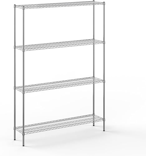 Miniatura 32 de Kit de estantería de alambre cromado de 4 niveles de 24 pulgadas de profundidad x 24 pulgadas de ancho x 64 pulgadas de alto Unidad de estante