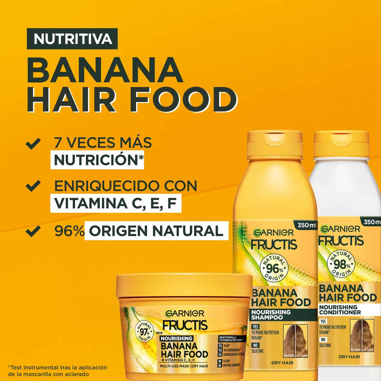 Garnier Fructis Hair Food Banana Pack Champú Acondicionador Mascarilla Cabello Seco