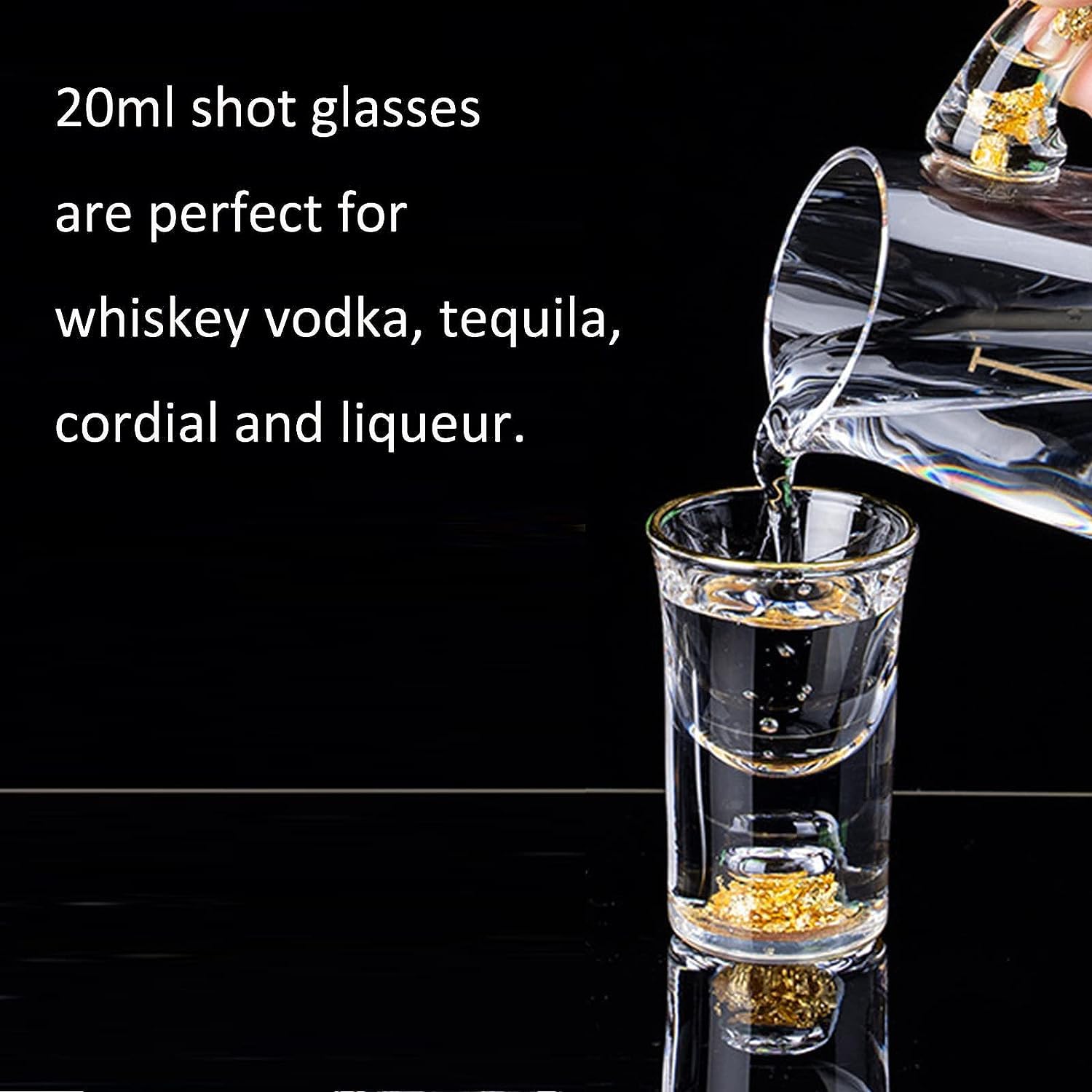 YBCPACK 20ml Gold Shot Glasses Set of 6, Tequila Shot Glasses Set
