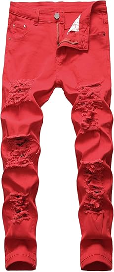 Men's Ripped Skinny Stretch Distressed Destroyed Slim Jeans Denim Pants