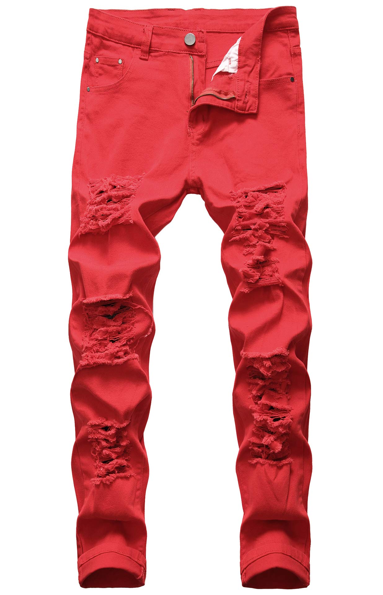 CentrawinMen's Ripped Skinny Stretch Distressed Destroyed Slim Jeans Denim Pants