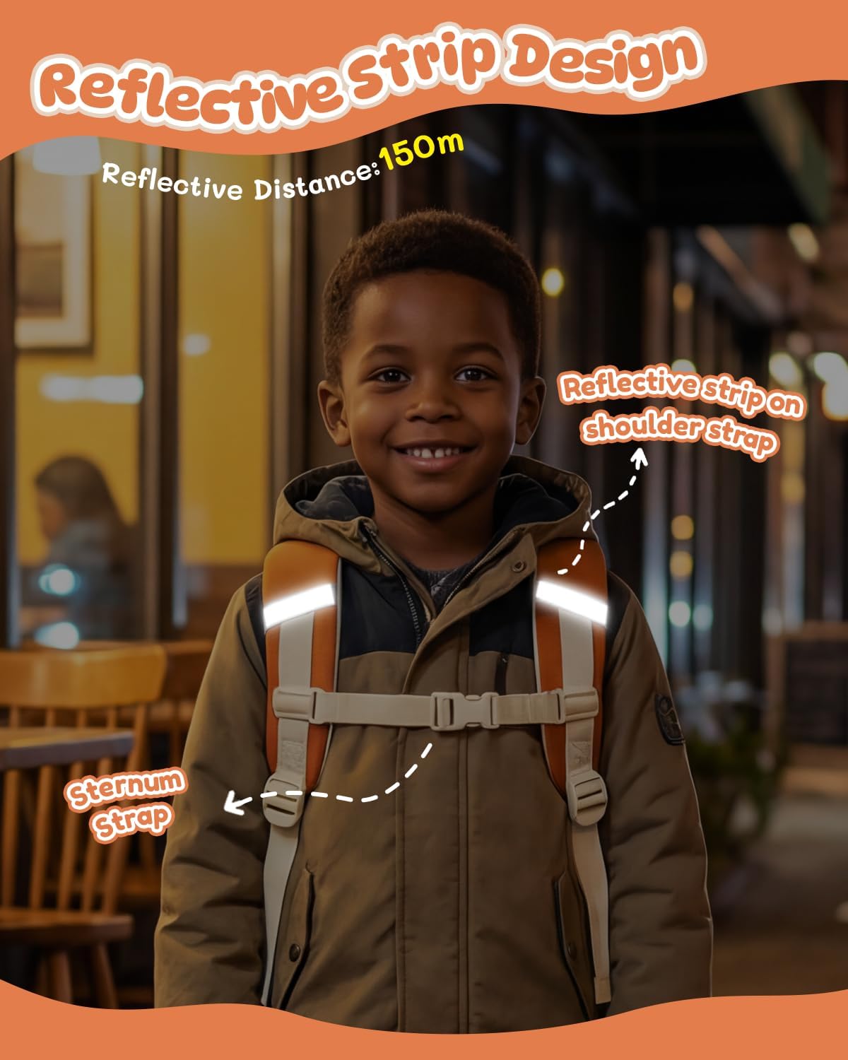 PROTAURI Sac à Dos Enfant Maternelle Garçon avec Brustgurt, Cartable Maternelle Léger et Réfléchissant, Sac Enfant Maternelle Transformable pour 2-6 Ans, 11.6L, Tigre