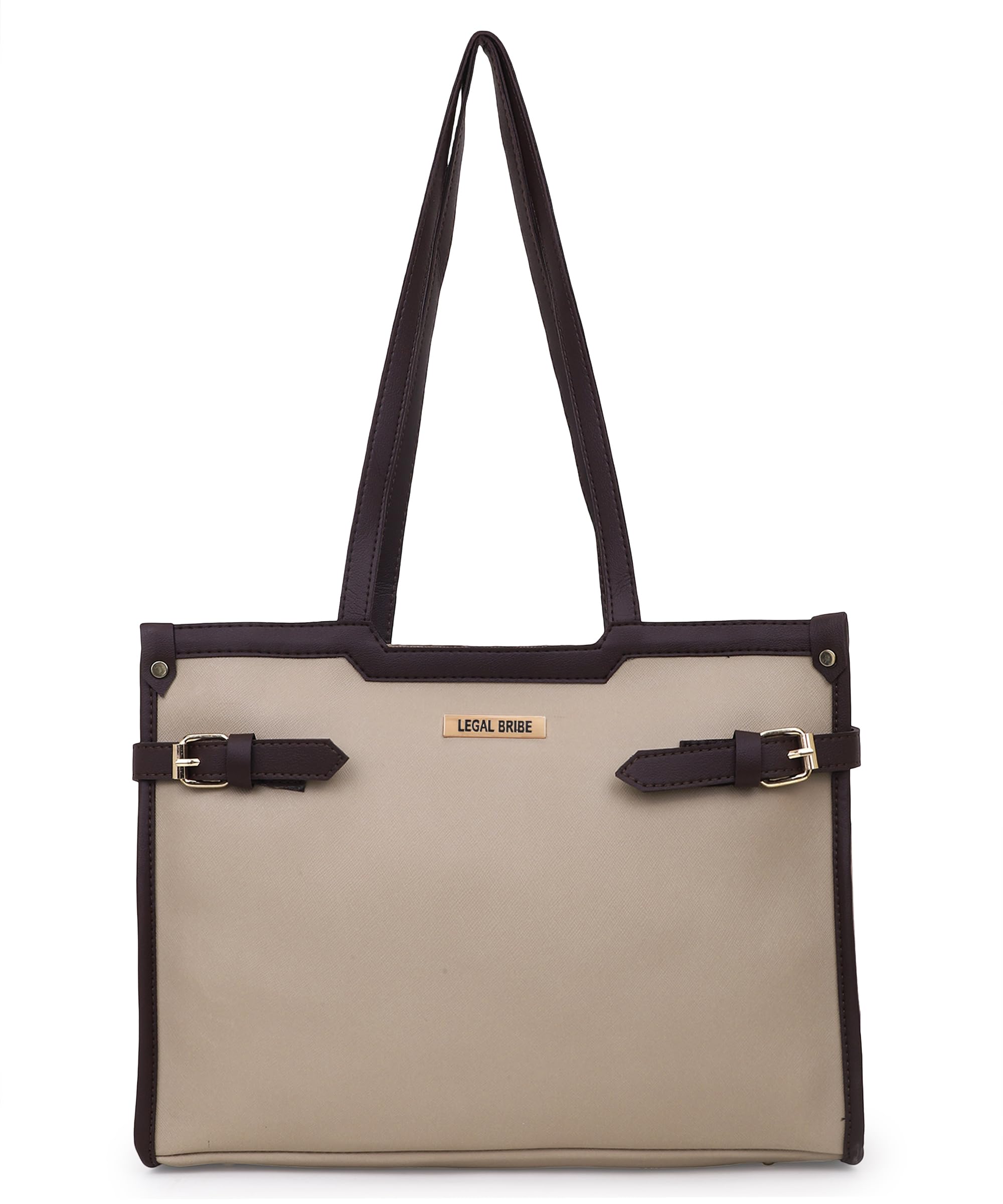 Stylish Buckle Tote Bag (Beige) 3