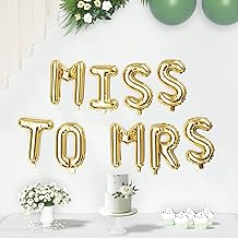 HOUSE OF PARTY Foil Gold Miss To Mrs Balloons | 16 Inch Ms To Mrs Letters Balloons For Engagement Party Decorations