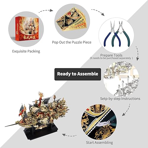 Miniatura 5 de Piececool Rompecabezas de metal 3D kits de modelos de barco para construir para adultos kit de construcción de modelo de barco rompevientos