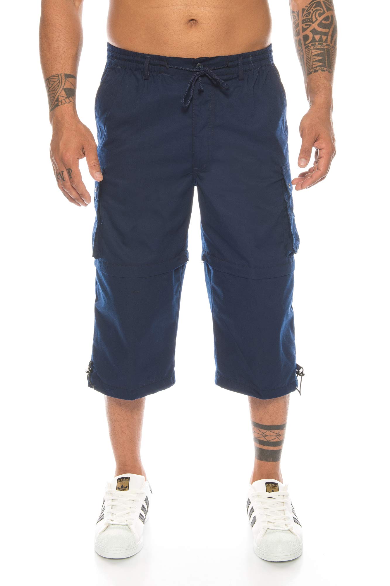 Kendindza Men's Bermuda Shorts with Removable Legs and Zip-Off 3/4 Length