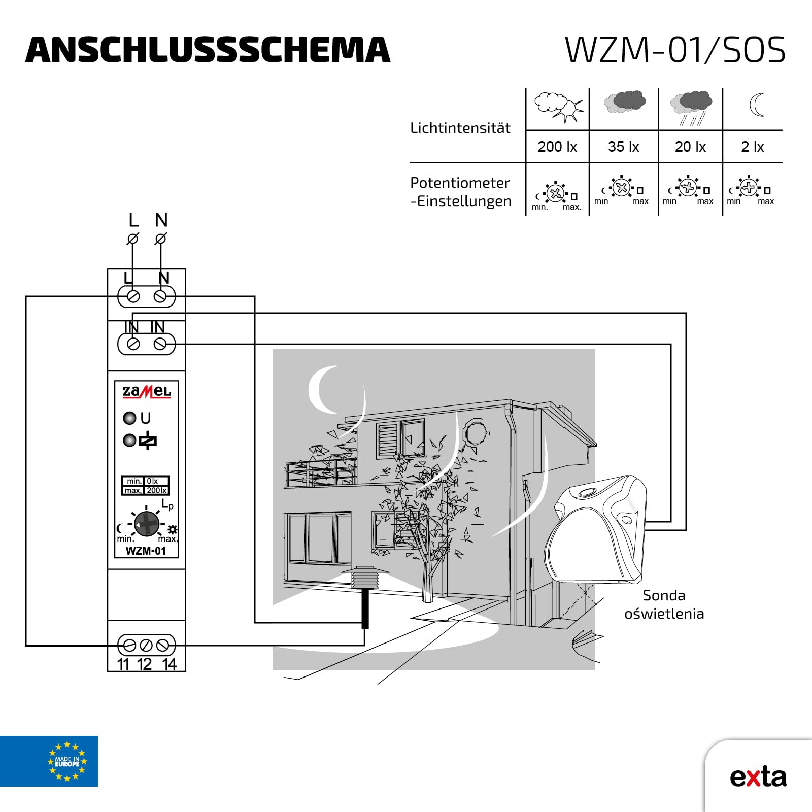 EXTA Dämmerungsschalter, 2 Stück, WZM- 01/ SOS