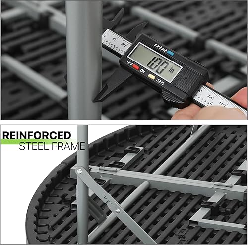 Miniatura 10 de Magshion Mesa plegable redonda de 65 pulgadas, mesa de plástico plegable de 5 pies con asa de transporte para exteriores, boda, fiesta, evento,