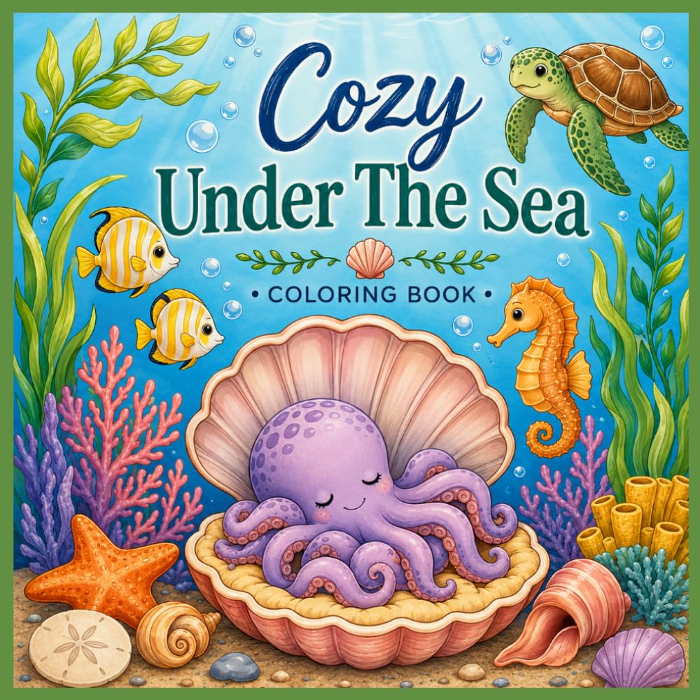 Cozy Under The Sea: A Relaxing Ocean Coloring Book Filled with Peaceful Sea Creatures and Natural Underwater Scenes (Cozy collection)