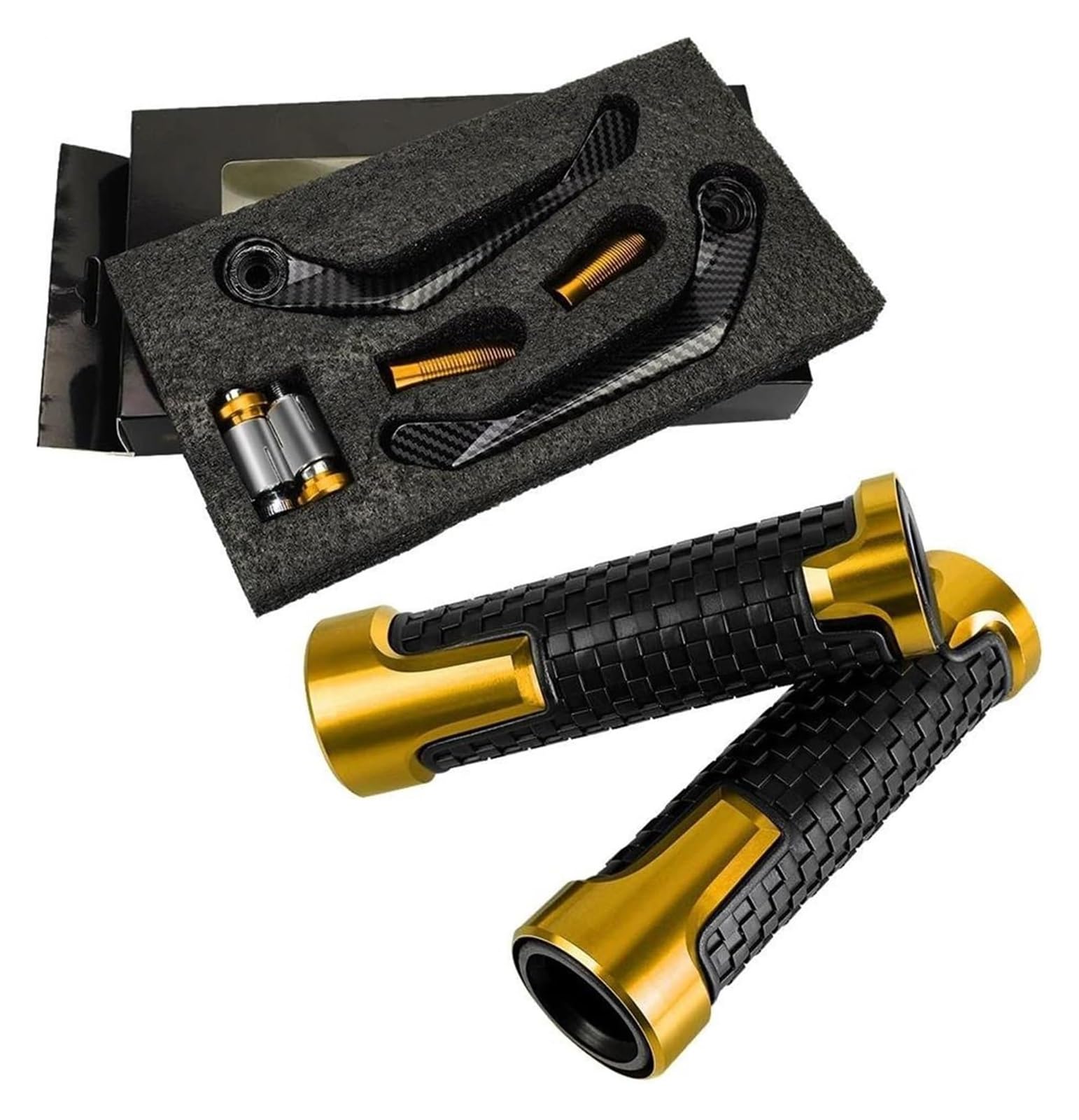 Puños Manillar para Yamaha FZ6 para Fazer 2004-2010 Palanca De Embrague Freno Protector Manillar Empuñaduras Motocicleta Accesorios Protectores(Gold C)