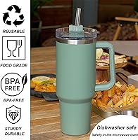 Vista 4 de Pajita de Repuesto Compatible con Vasos Stanley de 40 oz, 4 Piezas Pajitas Reutilizables con Cepillo de Limpieza, Pajita Larga de Vidrio para Rosa