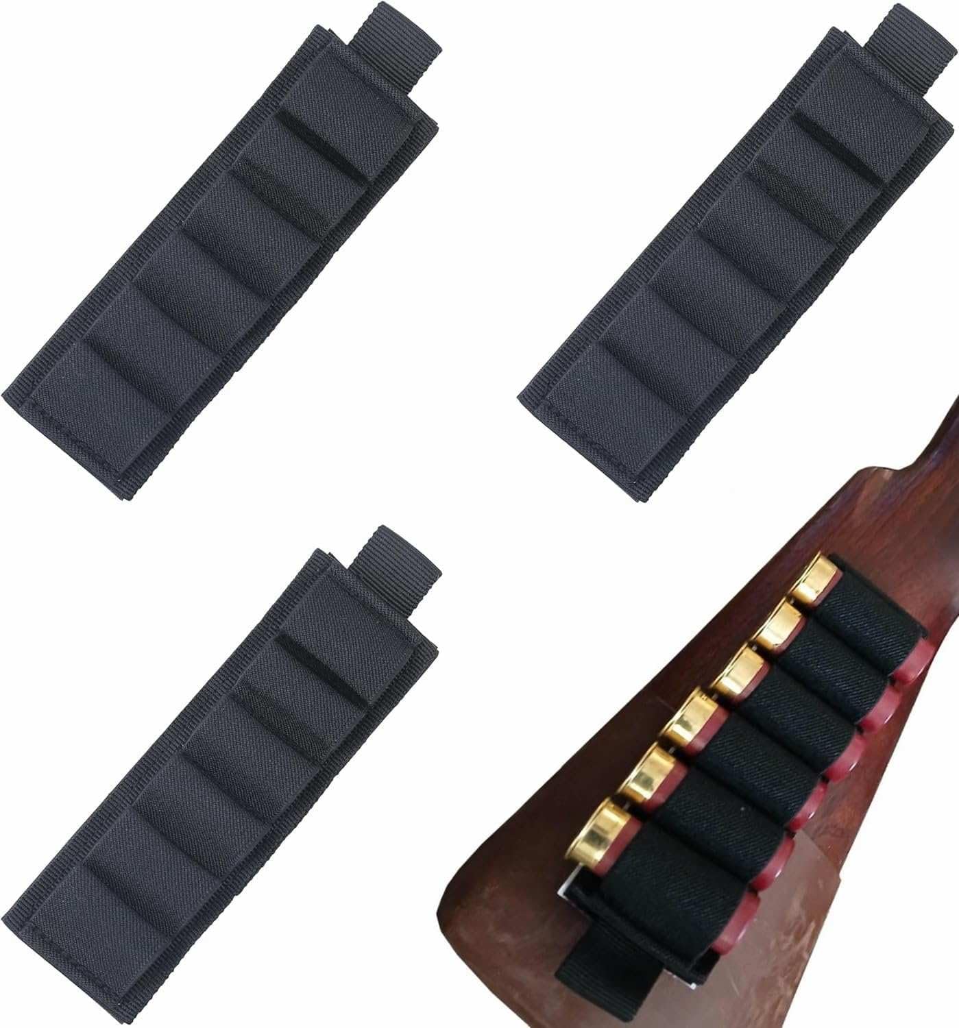 MIZUGIWA 4 Packs 6 Rounds Velcro Shotgun Shell Holder 12/20 Gauge,Esstac Shotgun Card,Side Saddle Shell Carrier,Black