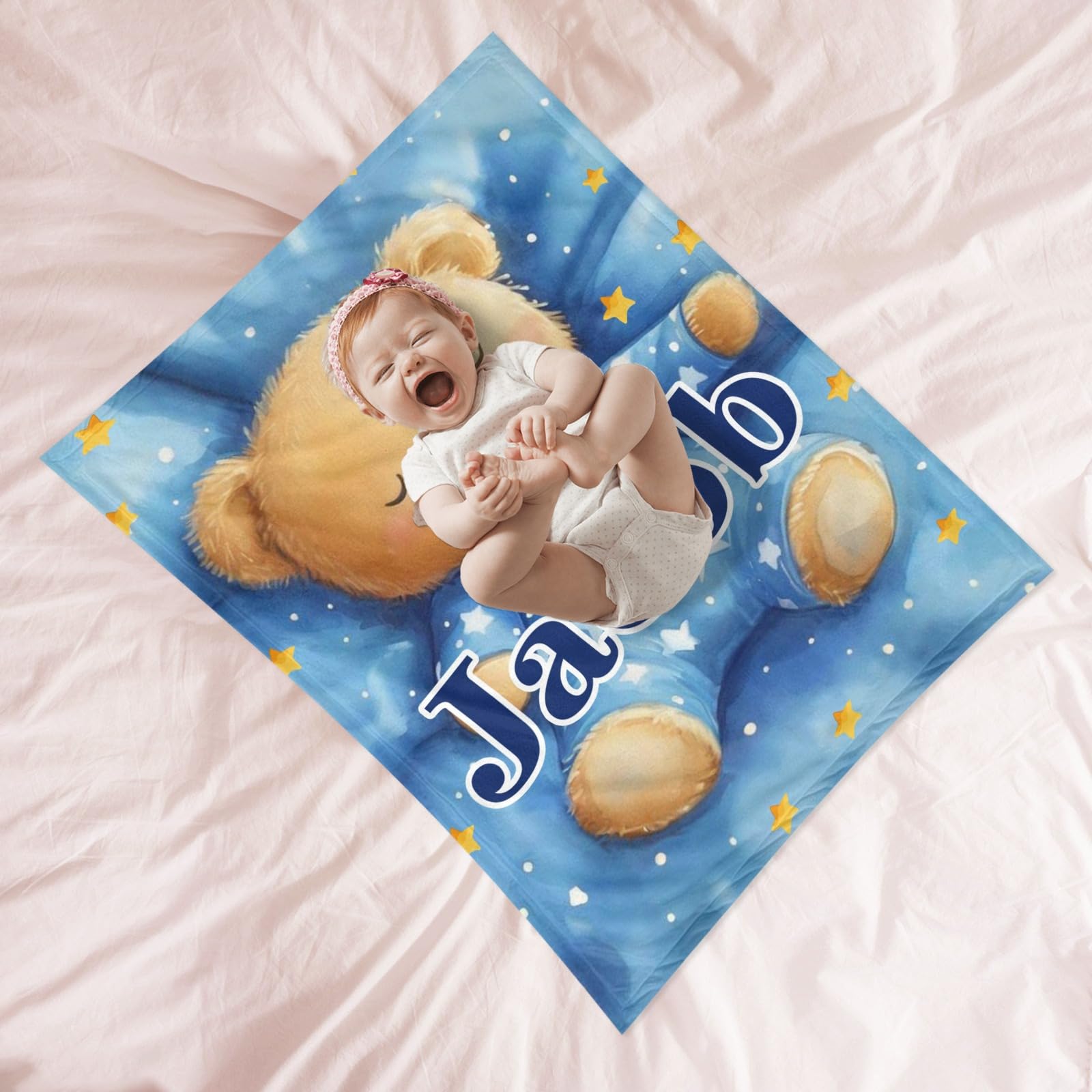Ship Next Day, Personalized Baby Blanket for Boys Girls:Made in USA, Custom Baby Blanket with Name Soft Plush Flannel, Easter Christmas Brithday Gifts for Baby Shower Kids Toddlers Newborn