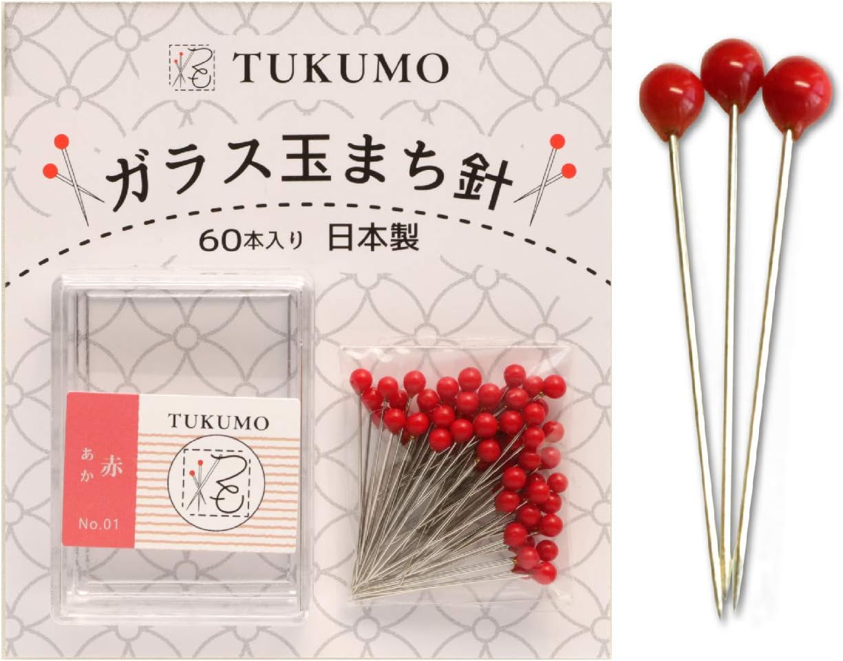 Amazon TUKUMO ガラス玉まち針 待針 待ち針 ストリングアート パッチワーク 耐熱 かわいい カラー多数 (赤) 待ち針 通販