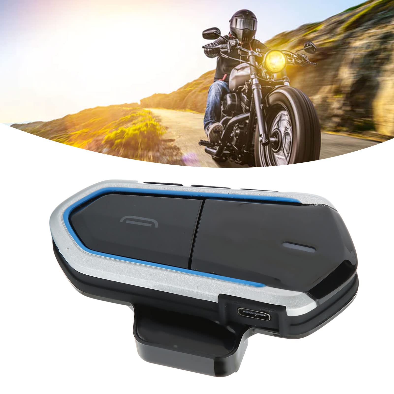 Auricolare Bluetooth per Moto Pulsante Grande Ultra Sottile Impermeabile per la Guida di Sport All'aria Aperta Batteria da 450 MAh