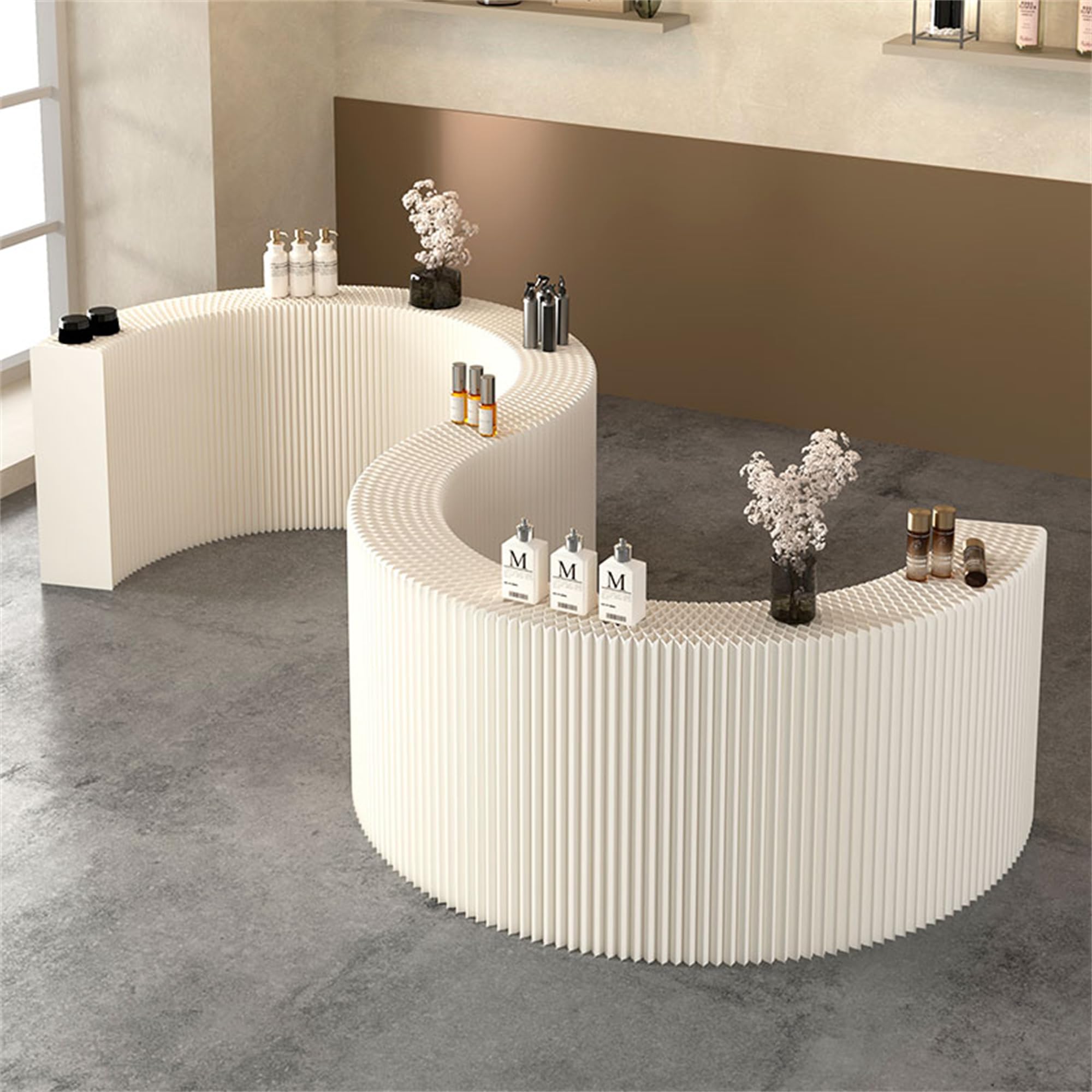 Banco di mostra di carta pieghevole, divisorio portatile di pop-up della stanza, Tabella di mostra del prodotto di progettazione della fisarmonica retrattile per la promozione del centro commerciale