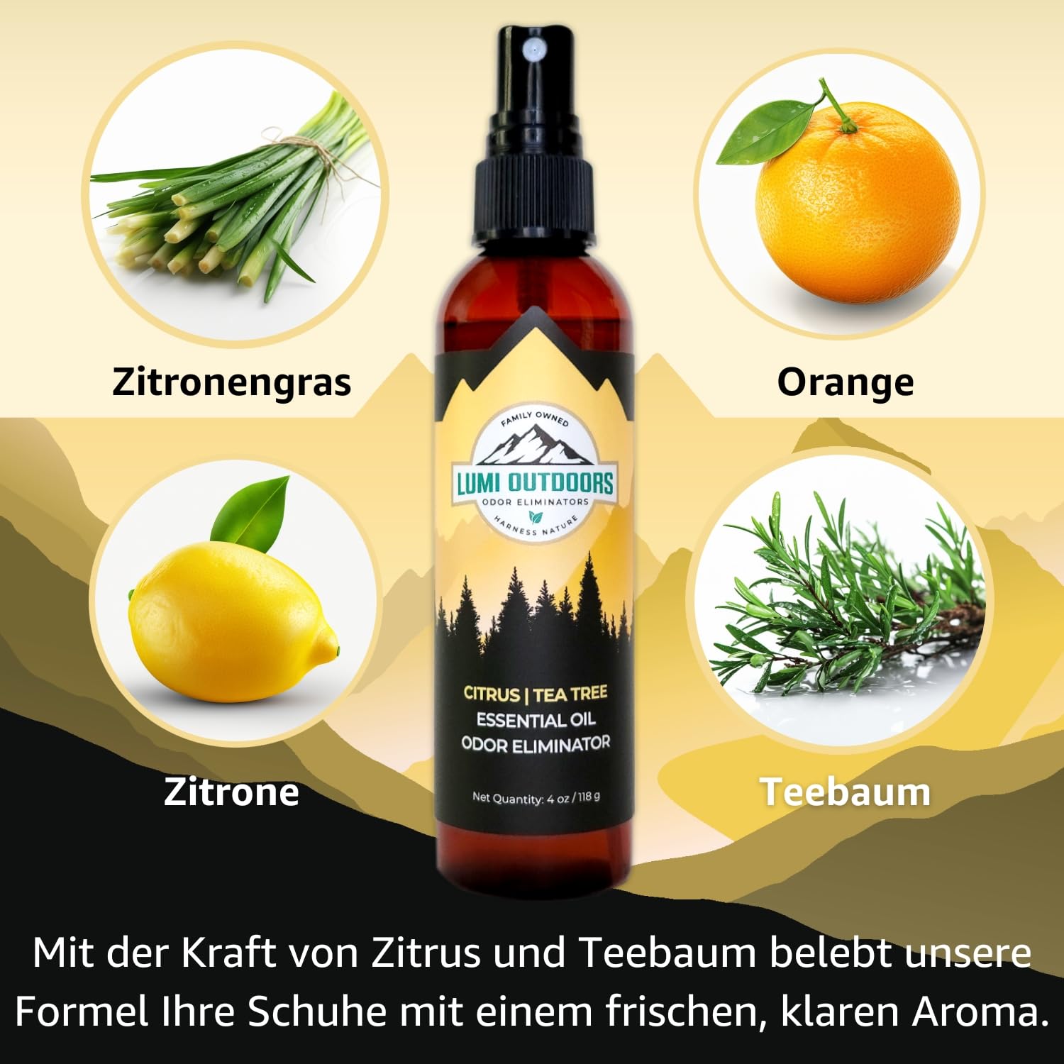 Schuhdeo-Spray & Geruchsbeseitiger - Natürliches Schuhspray gegen Geruch - 3er Pack mit Düften: Zitrone Eukalyptus, Zitrus Tee Tree, Lavendel Tee Tree