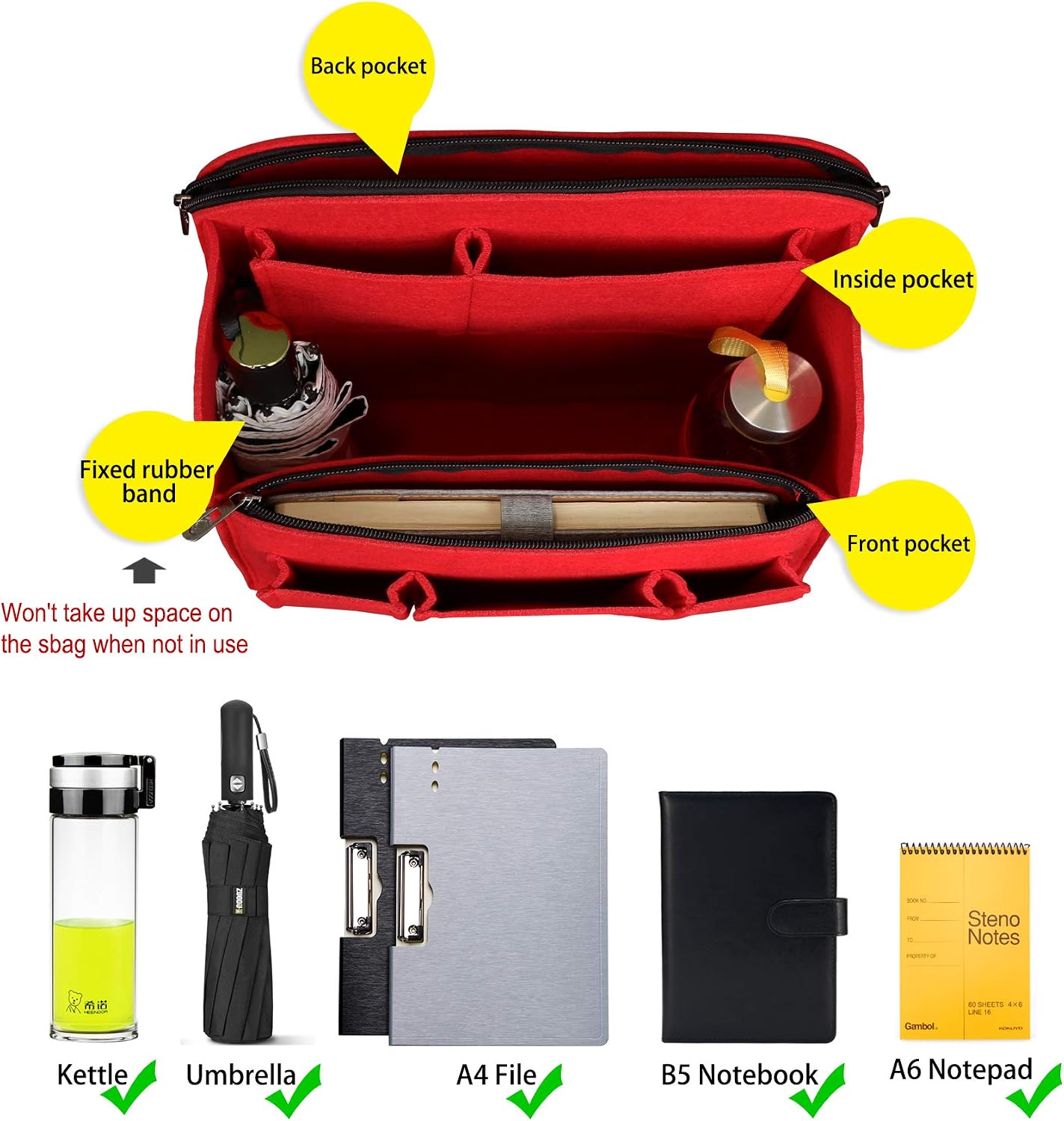 APSOONSELL Backpack Organizer Insert, Felt Bag Organizer for Rucksack Shoulder