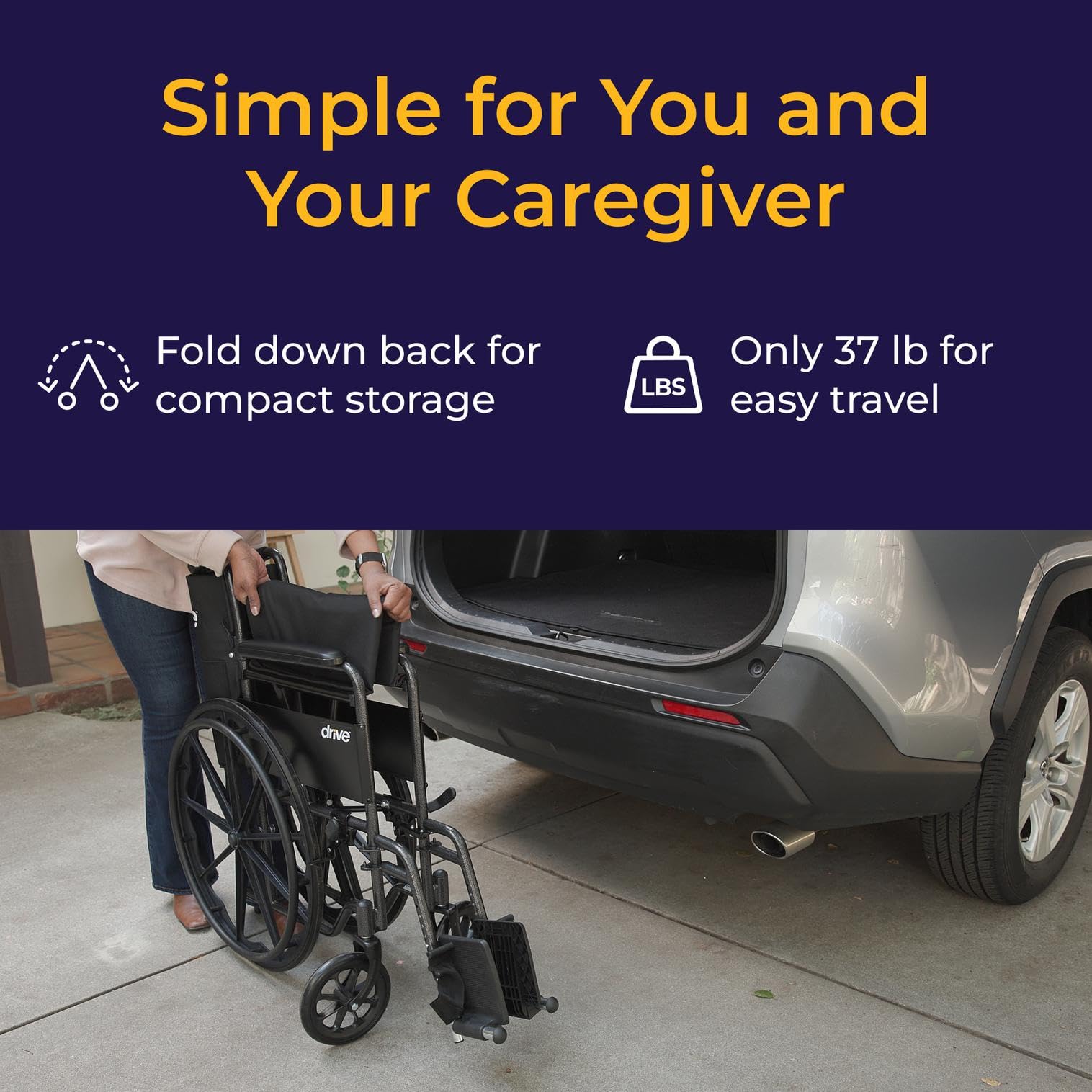 Drive Medical Silver Sport 1 Folding Transport Wheelchair, Black — Amazon image 6