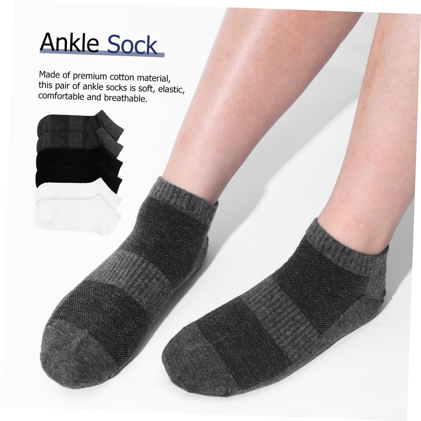 9 paia Calzini Uomo Cotone Ankle Socks Traspiranti Elasticizzati Neri Grigio per Sport Running Hiking Ciclismo