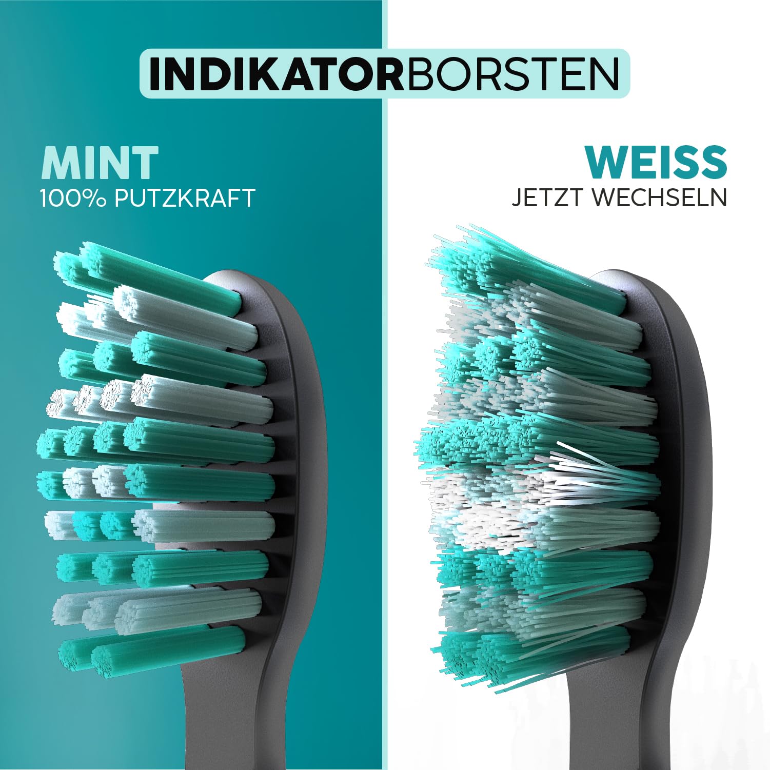 happybrush® Cabezales sostenibles para cepillo de dientes eléctrico sónico Eco Vibe 3 – negro/menta – suave – 3 unidades