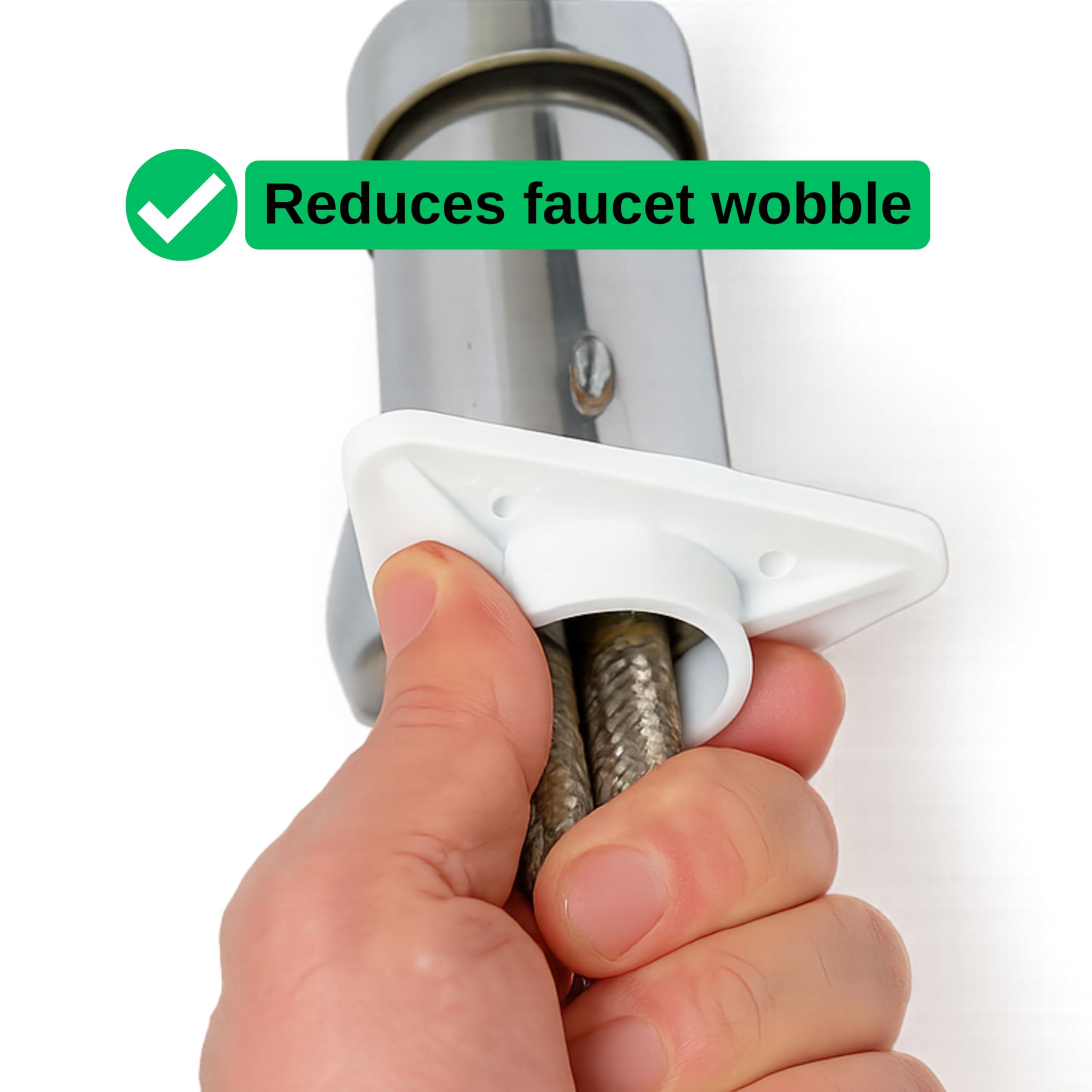 Rinforzo per lavello, 2 pezzi, bianco, in ABS, misura standard con foro interno Ø 36,5 mm, stabilizzatore per lavelli in acciaio inox a parete sottile