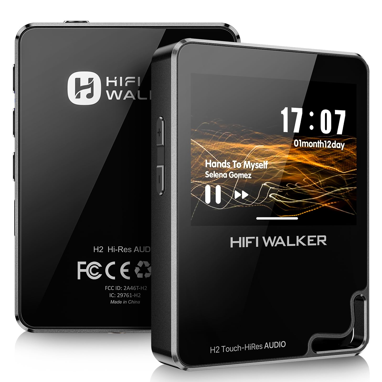Photo 1 of HIFI WALKER H2 Touch Hi-Res MP3 Player with Bluetooth, 2.4" HD Touchscreen, Lossless DSD FLAC Music Player, 64GB Memory Card Included, Supports up to 512GB