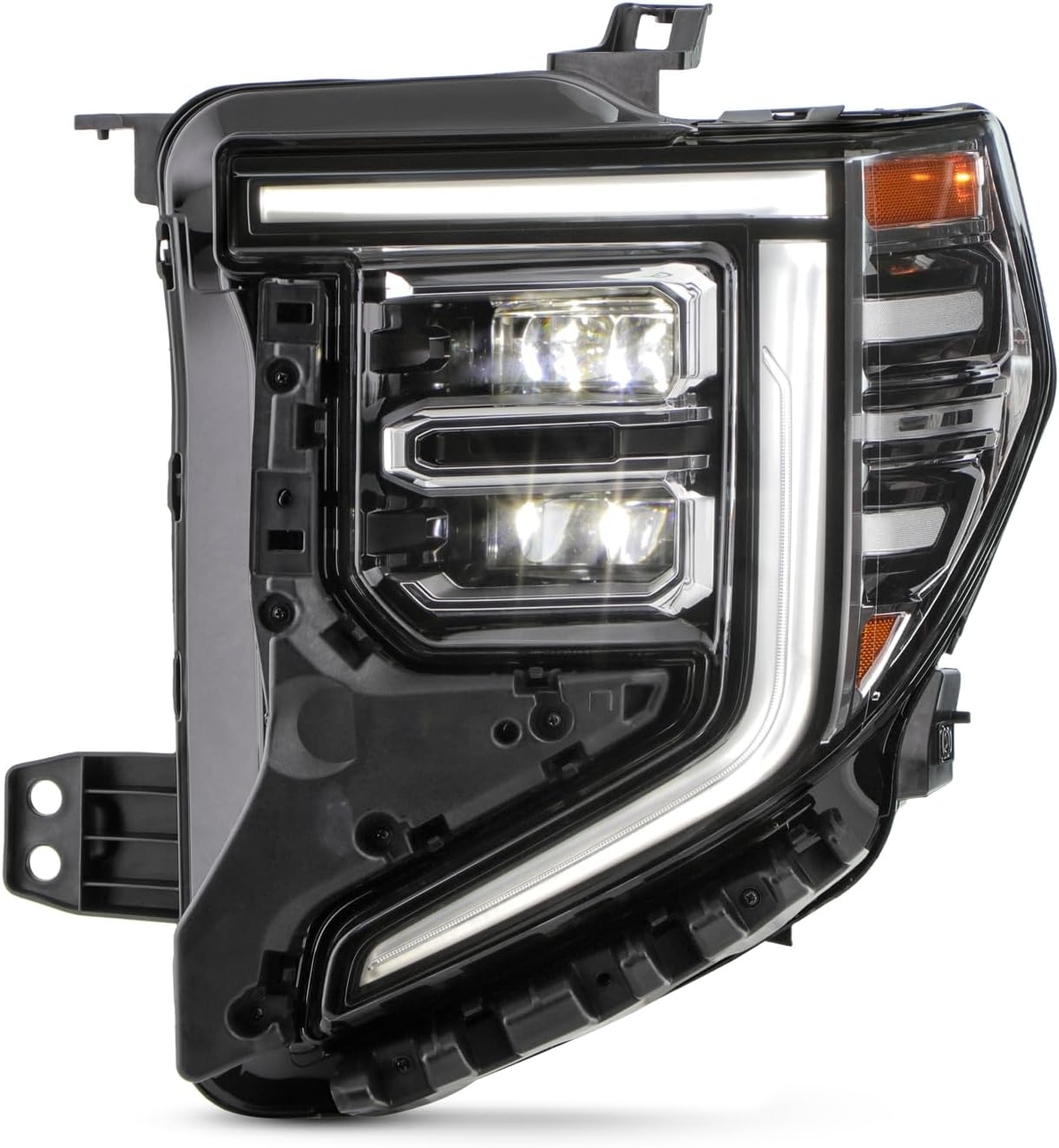 AKKON - Fit 2022 2023 2024 GMC Sierra 1500 SLT | Denali Full LED DRL Turning Signal (Black & Chrome Bezel) Projector Headlight OE Style Passenger Right