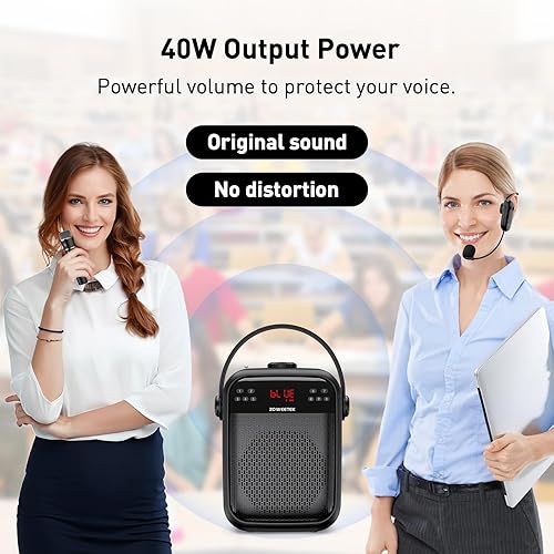 Miniatura 2 de ZOWEETEK Amplificador de voz inalámbrico, micrófonos de mano y auriculares para profesores, micrófono amplificador de voz, megáfono portátil