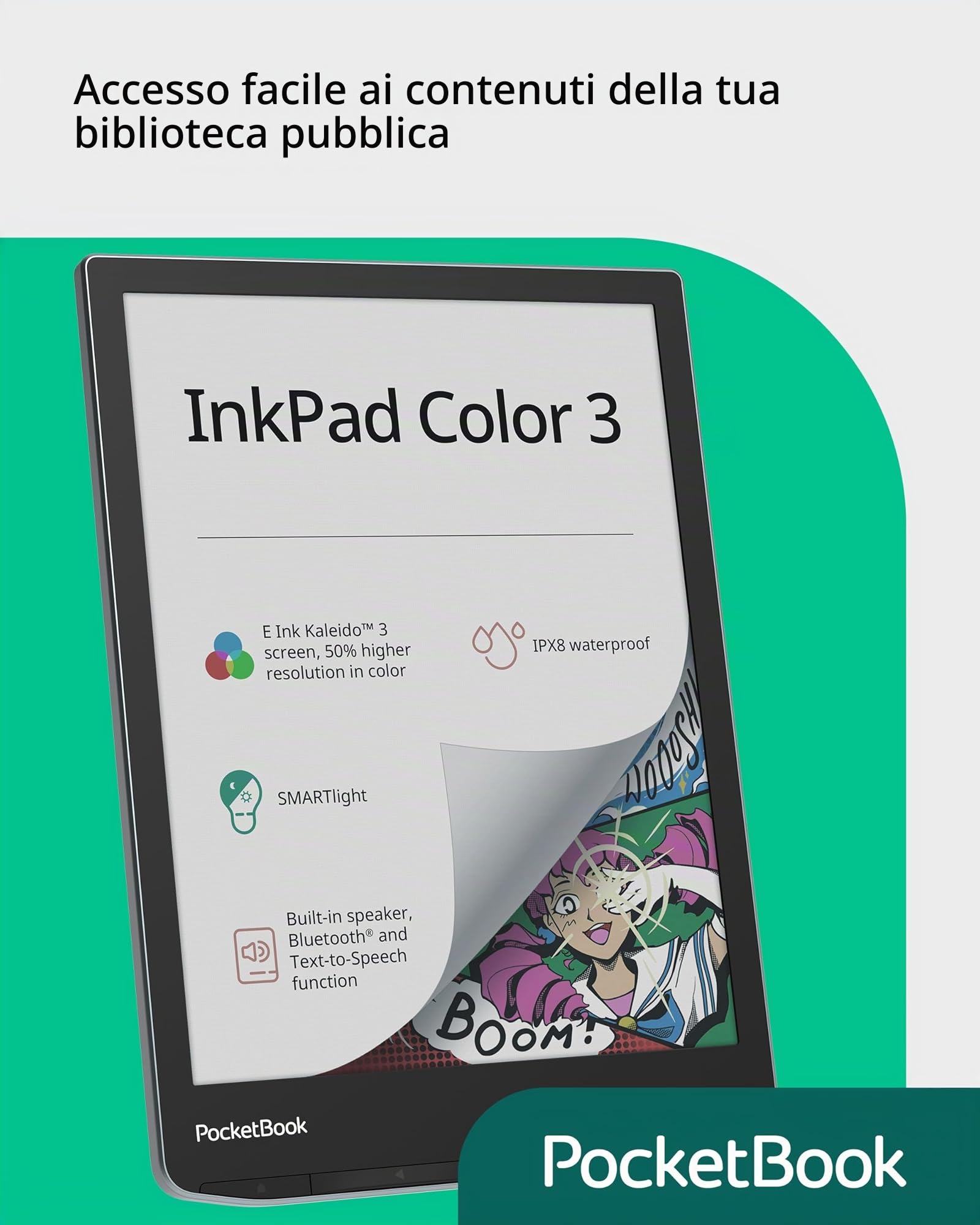 Pocketbook InkPad Color 3 eReader 8" 32 GB Grigio Bluetooth