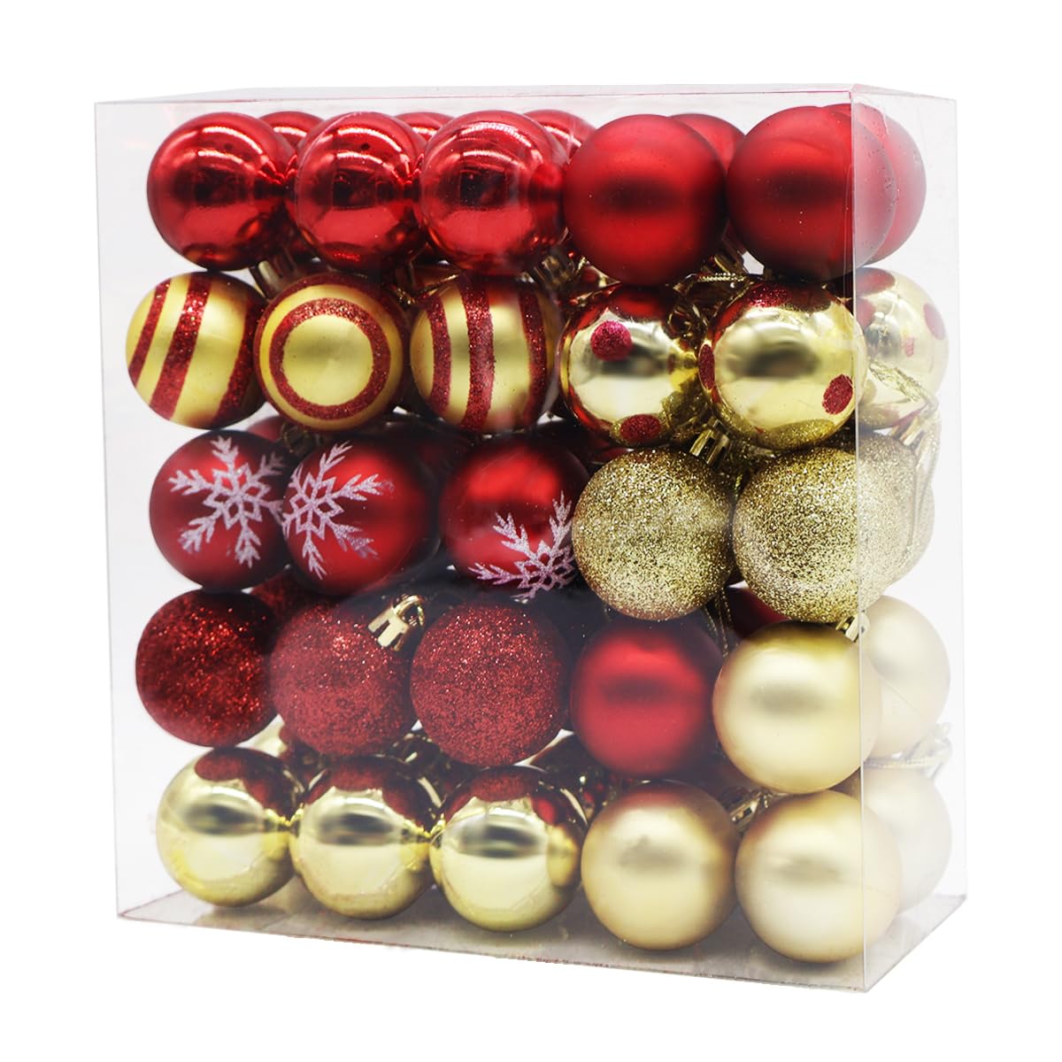50 Pack 40mm Red & Gold Christmas Ball Ornaments – Unbreakable Xmas Tree Decorations with Hanging Strings for Holiday, Wedding, Party & Home Festive Decor