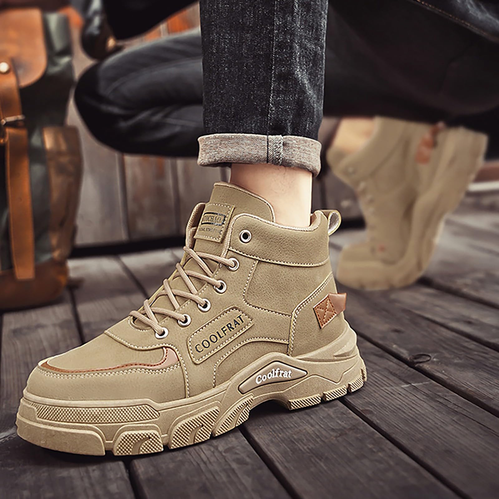 Botas de senderismo impermeables para hombre, con cordones, antideslizantes, suela gruesa, con cordones, ergonómicas, para el tiempo libre