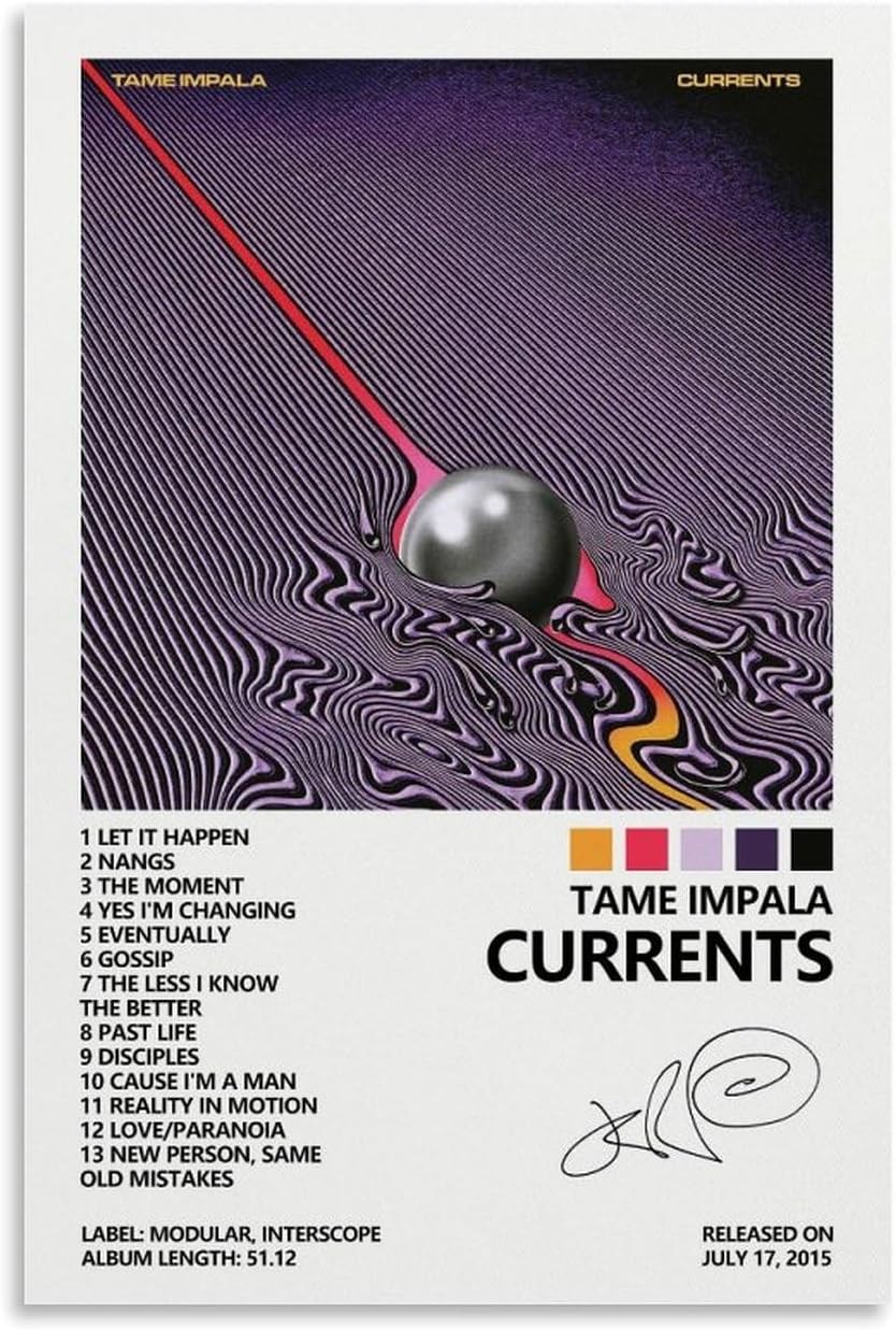 Tame Impala Poster Currents Album Cover Posters for Room Aesthetic Canvas Art Posters And Wall Art Picture Print Modern Family Bedroom Decor 12x18inch(30x45cm), Unframe-style-3