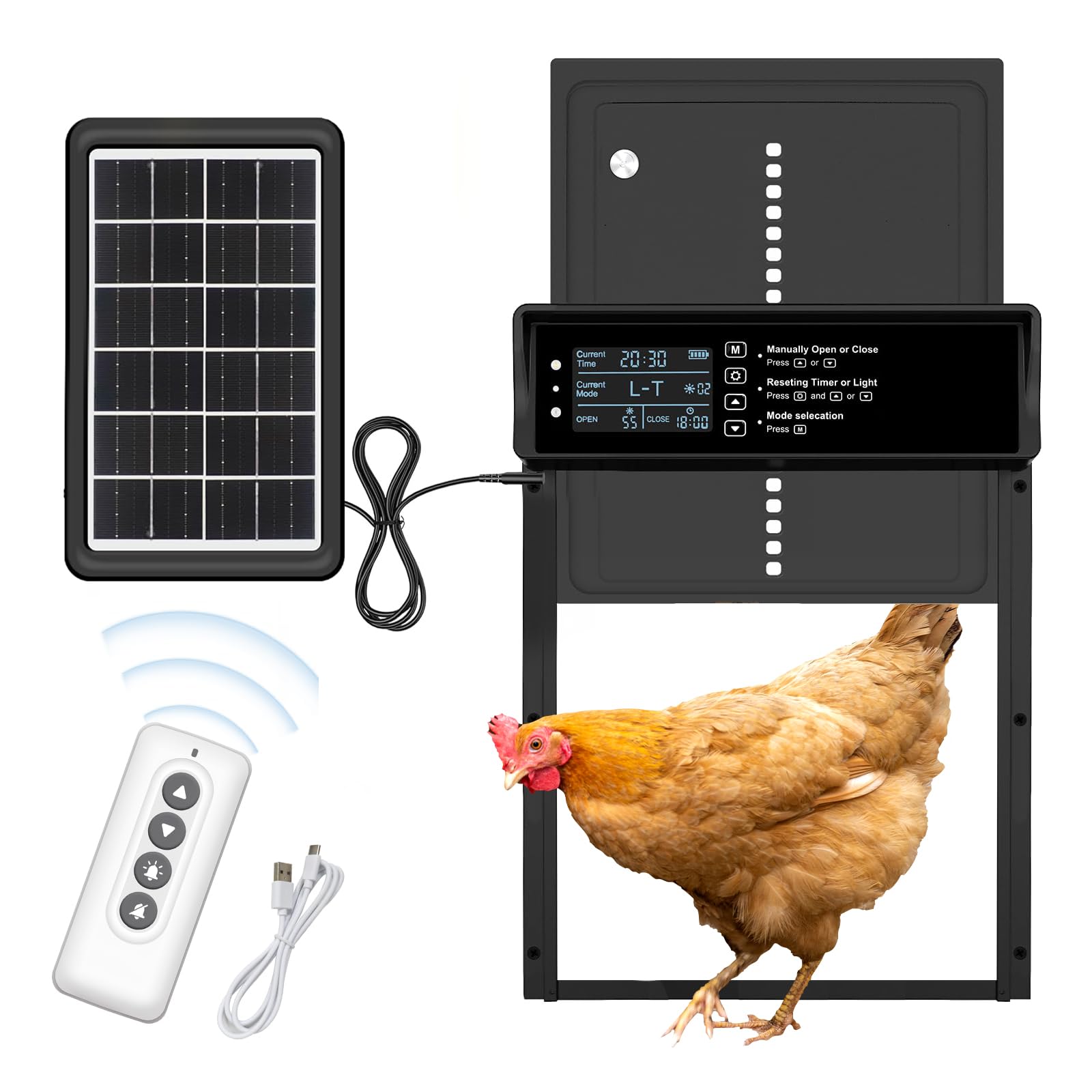 Porte automatique de poulailler solaire contre les prédateurs avec minuterie