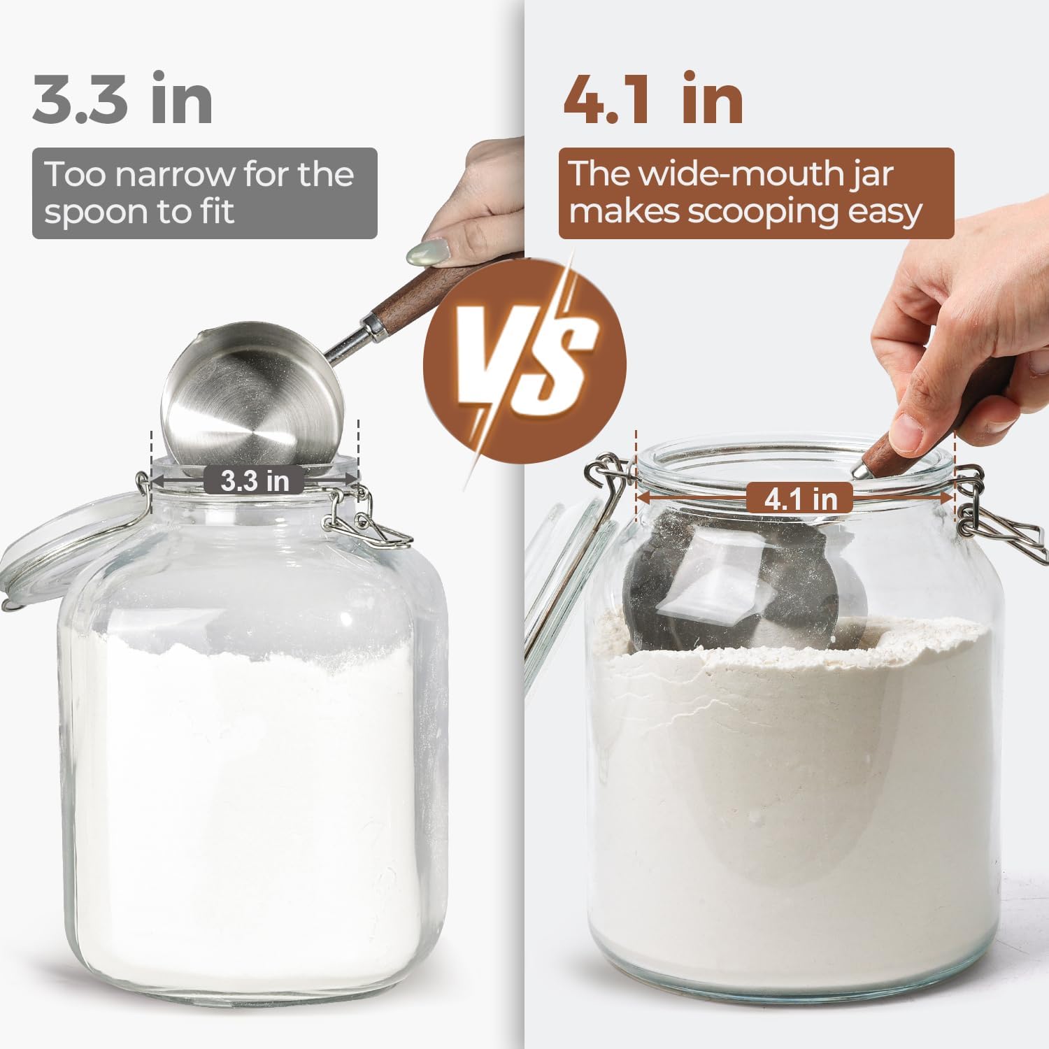 ComSaf Glass Jars with Airtight Lid 0.7 Gallon, Wide Mouth Mason Jars, Canning Jars, Large Glass Storage Containers with Lids, Flour Sugar Storage Container, Large Canister for Rice, Pickle, Set of 2 - Image 2