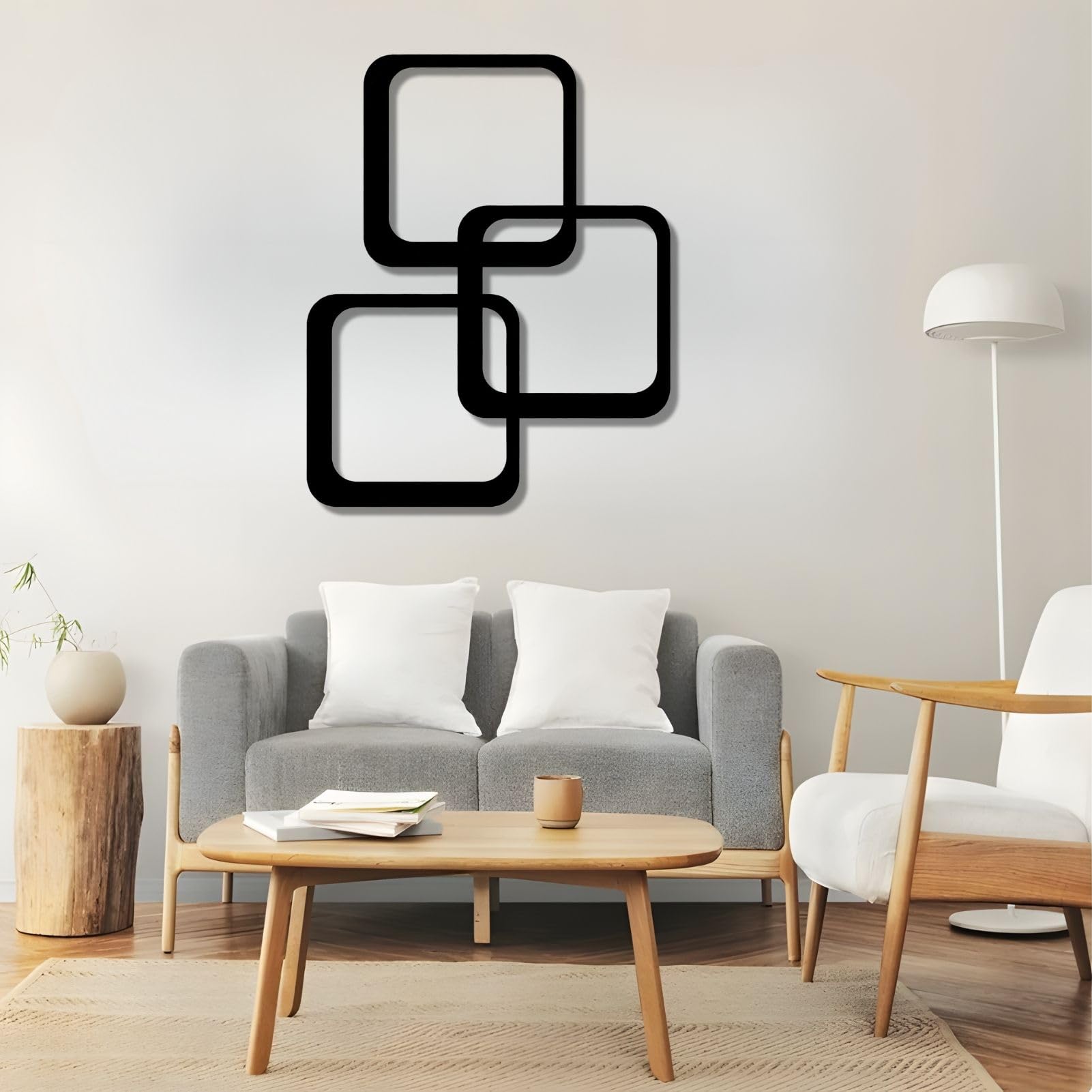 Arte de pared de metal con cuadrados geométricos, arte de pared de metal moderno de mediados de siglo, decoración de pared de arte geométrico, arte de pared de metal abstracto, arte de pared de metal